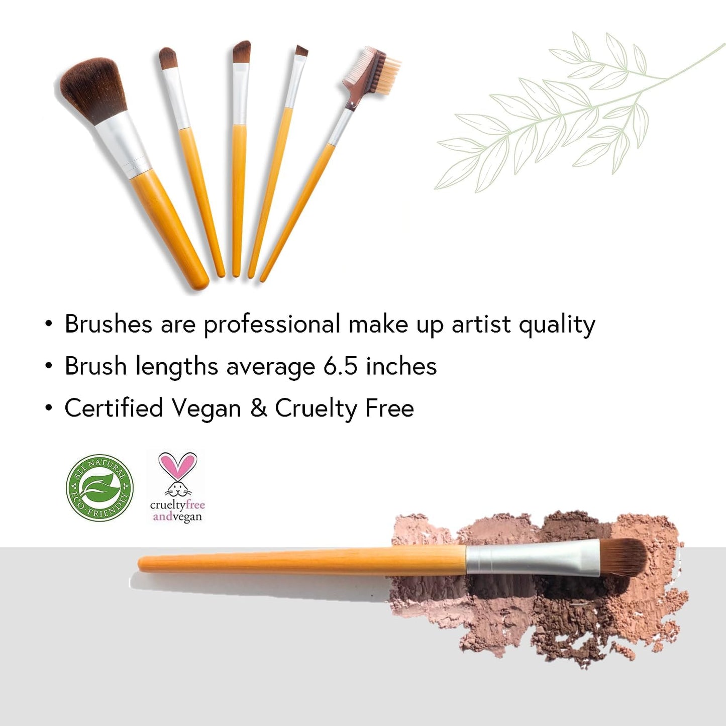 Honeybee Gardens Eco Friendly Professional Cosmetic Brush Set