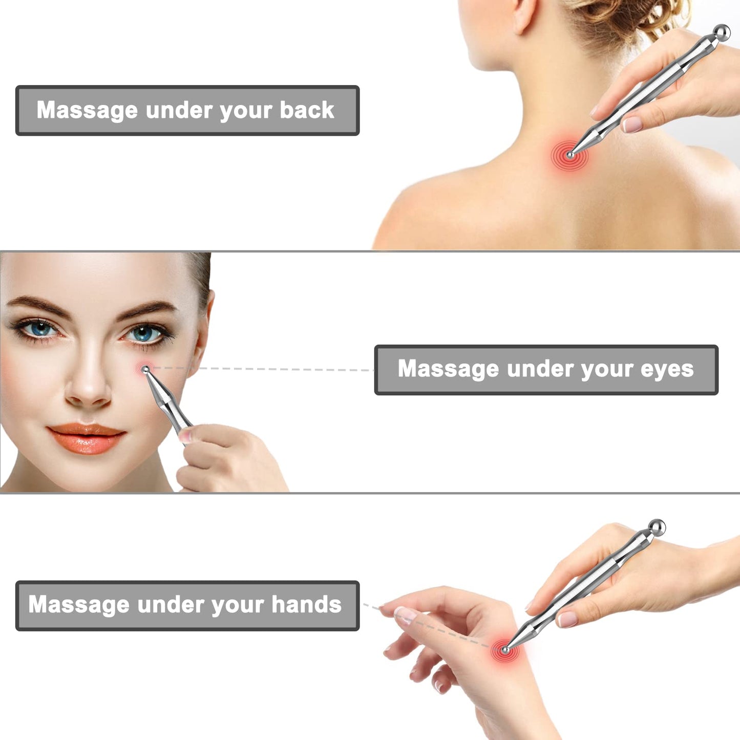 Acupuncture Pen, Facial Reflexology Tools Stainless Steel, Trigger Point Massager Tool, Deep Tissue Massage Tool