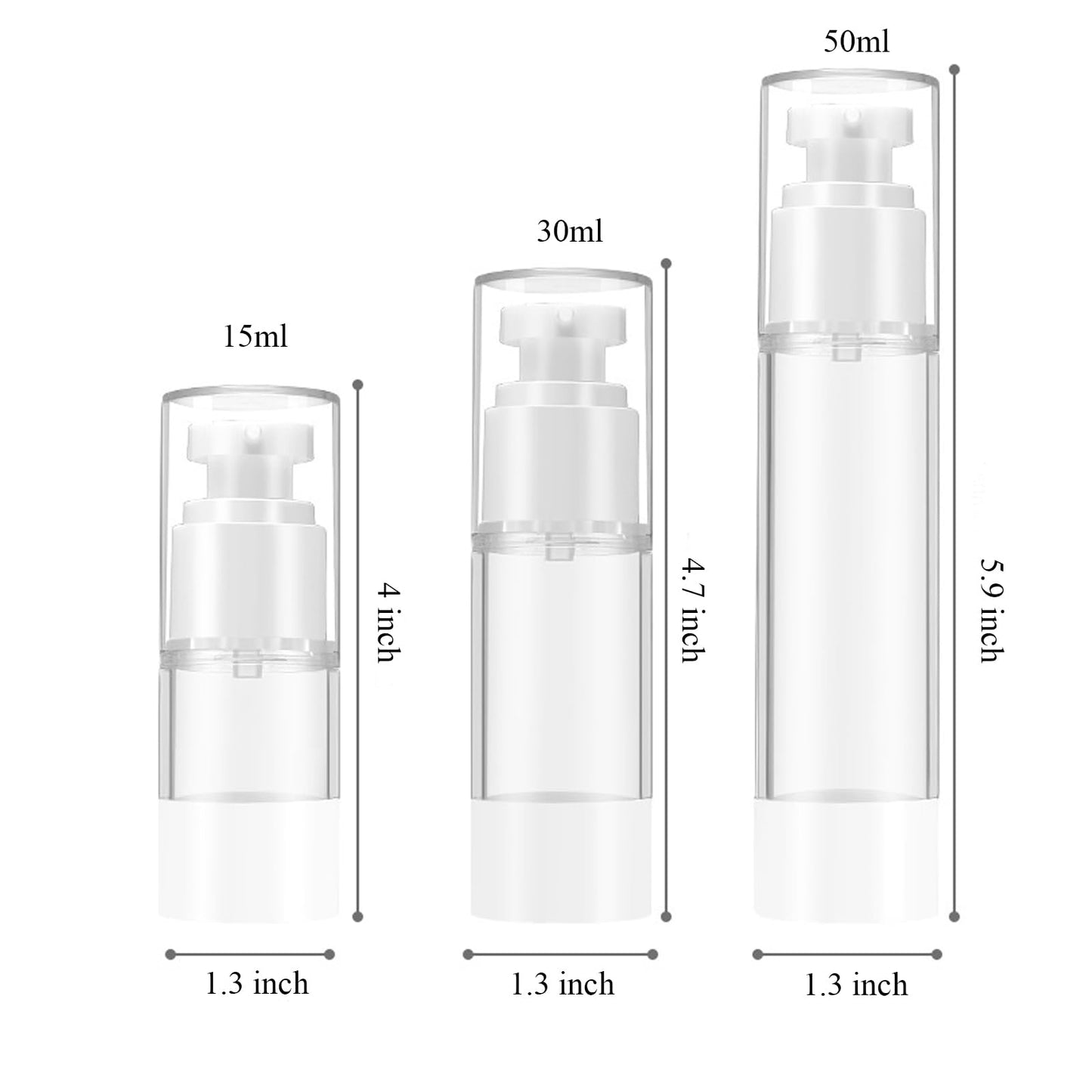 Qeuly 3 Pack Airless Pump Bottles 0.5 oz Travel Size Pump Bottle Lotion Container Refillable Cosmetic Pump Dispensers for Foundation Moisturizer Shampoo Toiletry (SN-15)