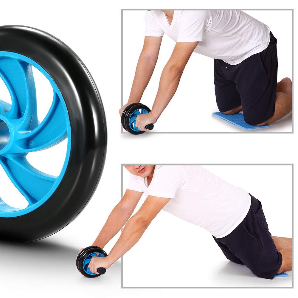 TOMSHOO AB Wheel Roller Kit with Push-Up Bar, Knee Mat, Jump Rope and Hand Gripper - Home Gym Workout for Men Women Core Strength & Abdominal Exercis