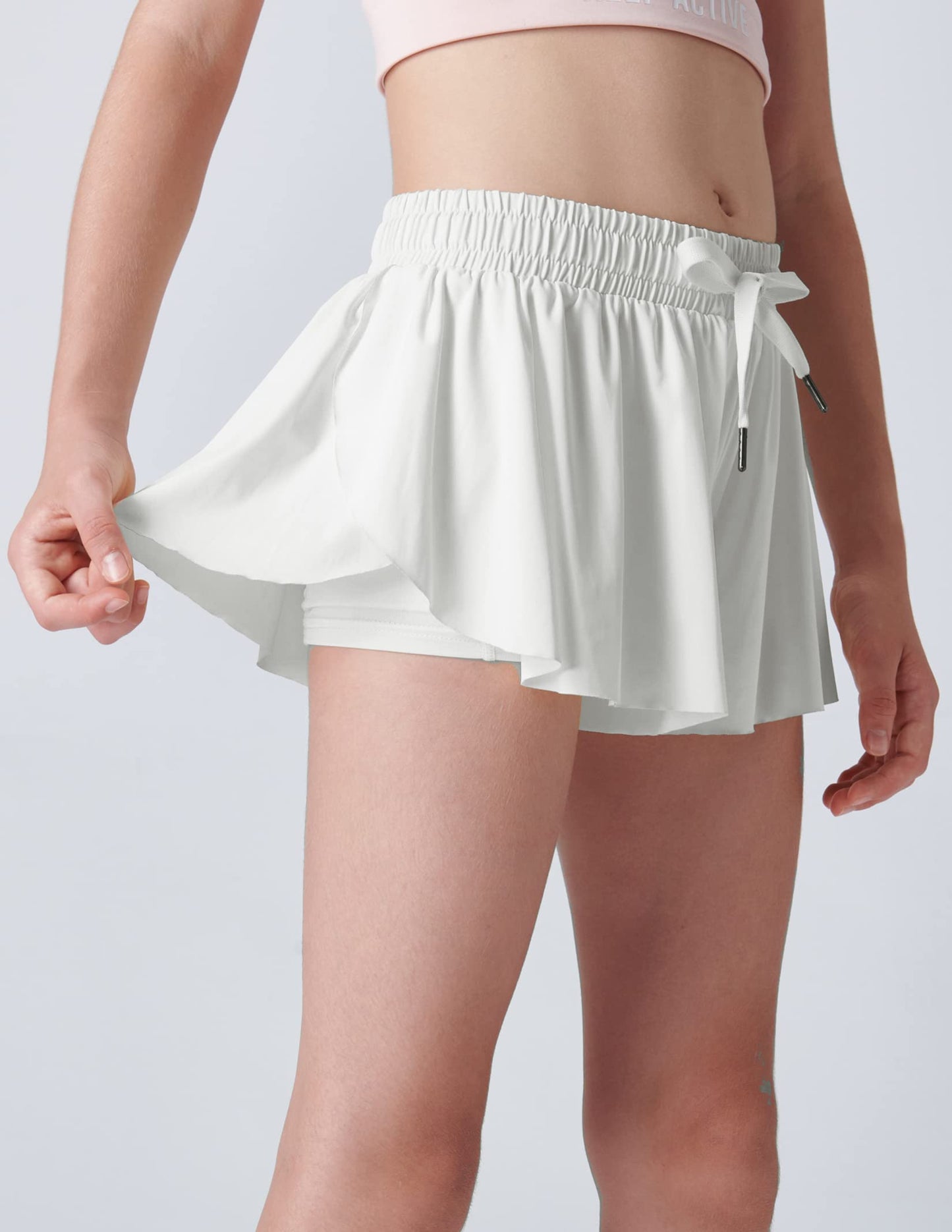 3 Pack Girls Flowy Shorts with Spandex Liner 2-in-1 Youth Butterfly Skirts for Fitness, Running, Sports (Set 2, Youth Large)