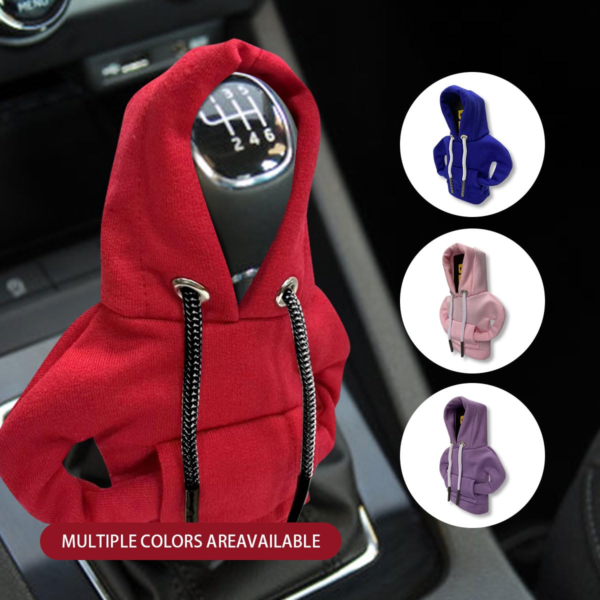 JOYCOURT Car Gear Shift Hoodie, Fashionable Gear Shift Knob Cover, Mini Hoodie for Auto Shifter, Auto Interior Cute Gadgets, Universal Car Decoration Accessories