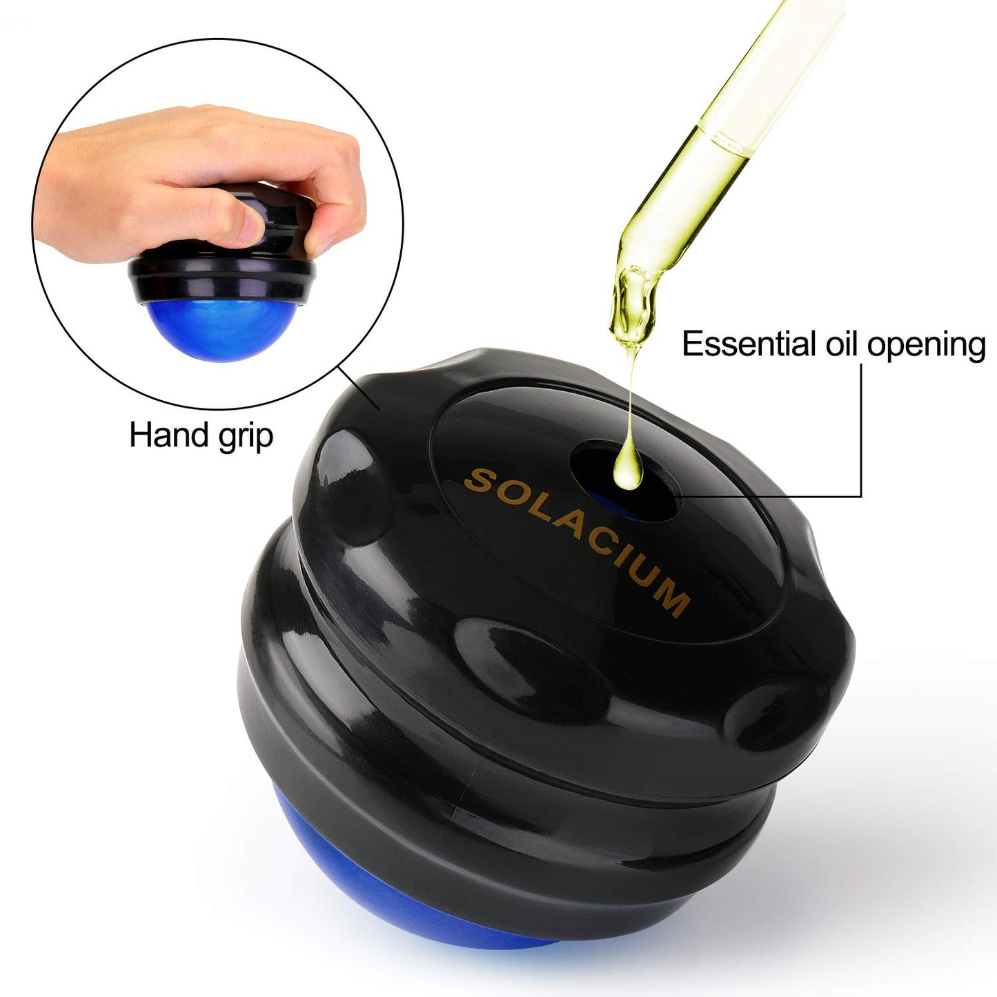 Solacium Manual Massage Roller Ball - Massager and Therapy Tool for Sore Muscles, Shoulders, Arms, Neck, Back, Feet, Body, Deep Tissue, Stiffness, Joint Pain, Stress Relief