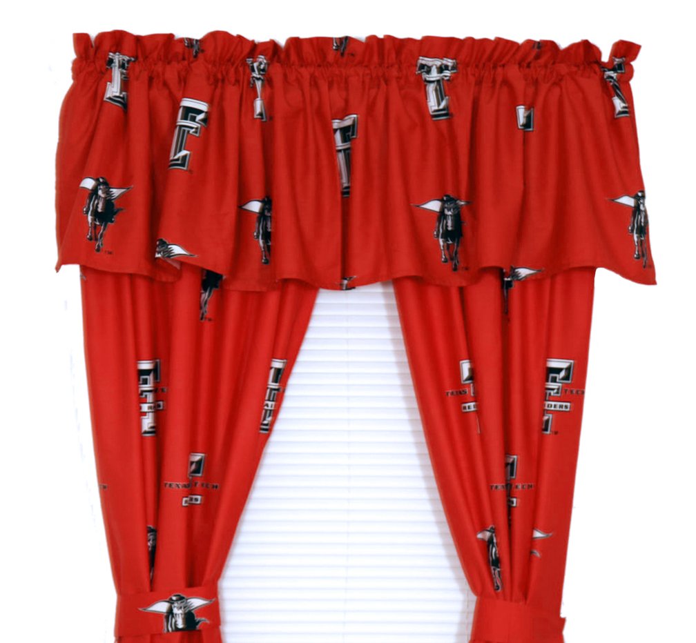 College Covers Everything Comfy Texas Tech Red Raiders Curtain Panel Set, 2 Panels, 2 Matching Tie Backs, 42 inches Wide by 84 inches Long