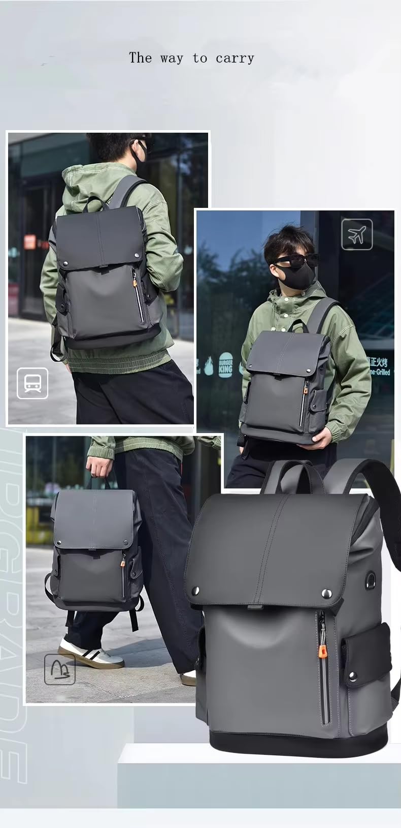 Smart Travel backpack Waterproof,Scratch-Resistant,Camping,Hiking,Sport,school,college Bag,Business,fits up to 15.6 Inch Laptop with built-in USB port & headphones port for Men & Women Black-Gray