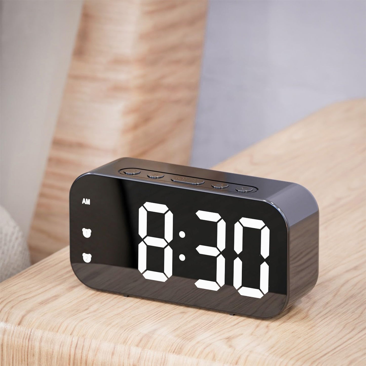 Digital Clock Large Display Luminous Mirror Digital Alarm Clock Led Display Portable Clock for Bedroom Desk Clock Digital with Sound-controlled Tech Gadgets Cool Stuff Gifts for Teenage Boys Men Women