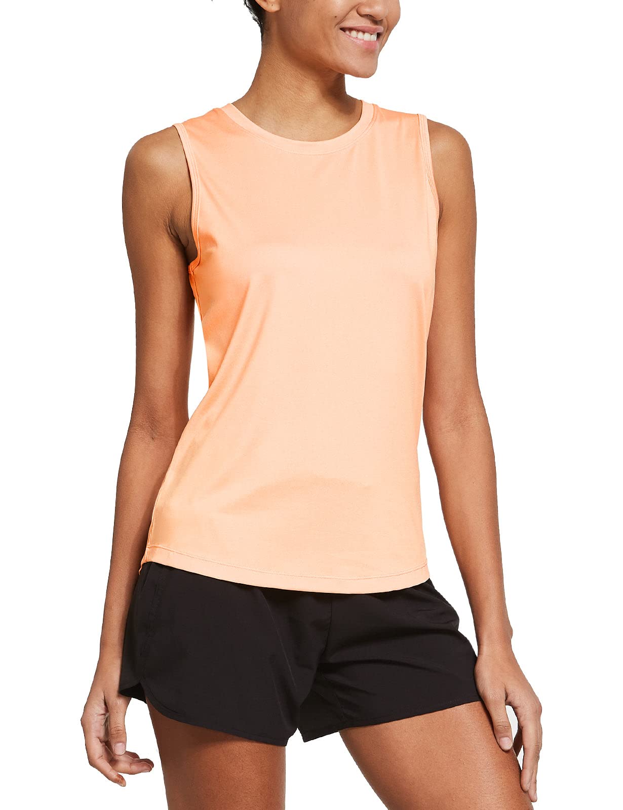 baleaf Women's Sleeveless Workout Shirts Exercise Running Tank Tops Athletic Yoga Tops Orange Size L