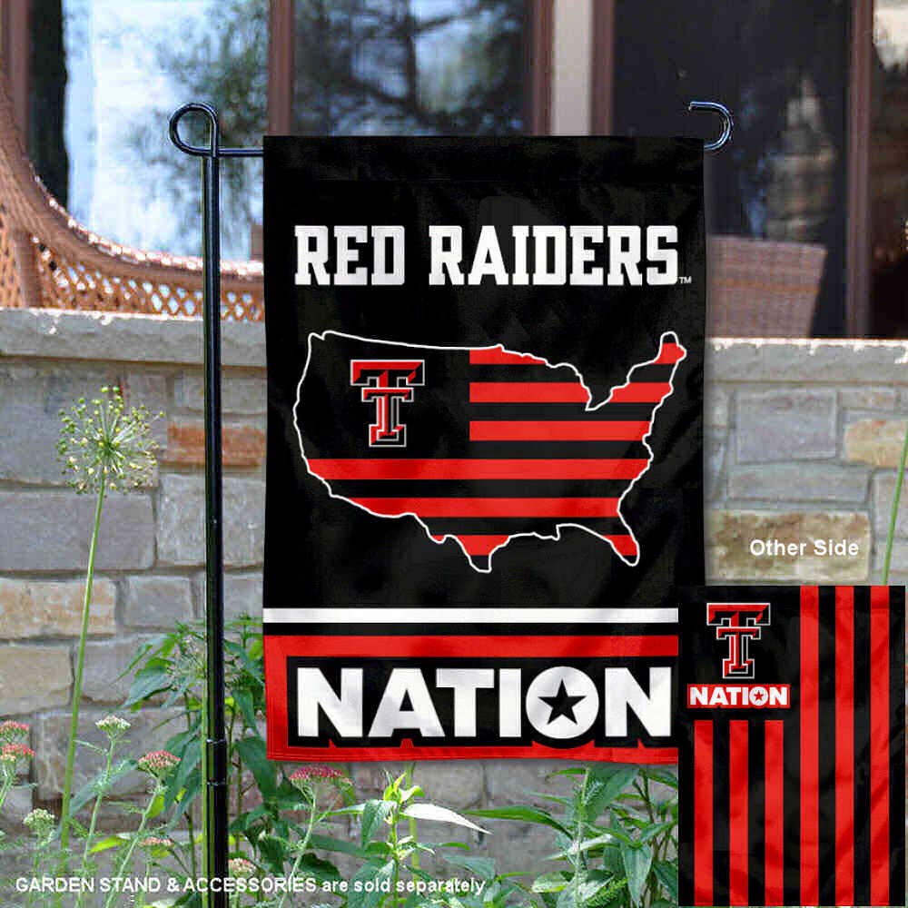 College Flags & Banners Co. Texas Tech Red Raiders Garden Flag with USA Stars and Stripes