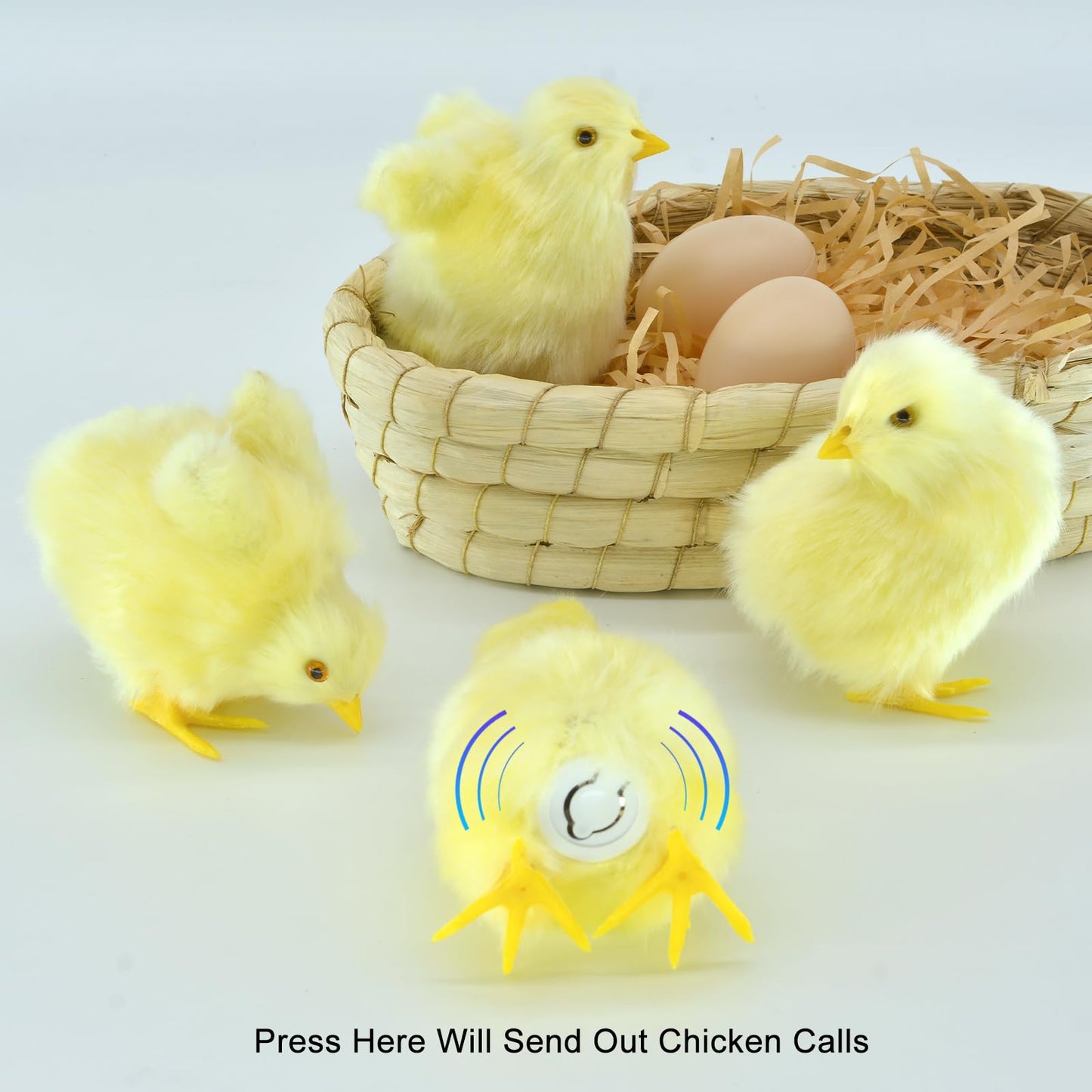 bvdtitb Baby Chick 7 Set, Simulated Chicken Sound Figurine Lifelike Stuffed Farm Animal, Realistic Chicken Plush Easter Chicks Photography Props Home Decor Chirping Furry Little Chicken Birthday Gift