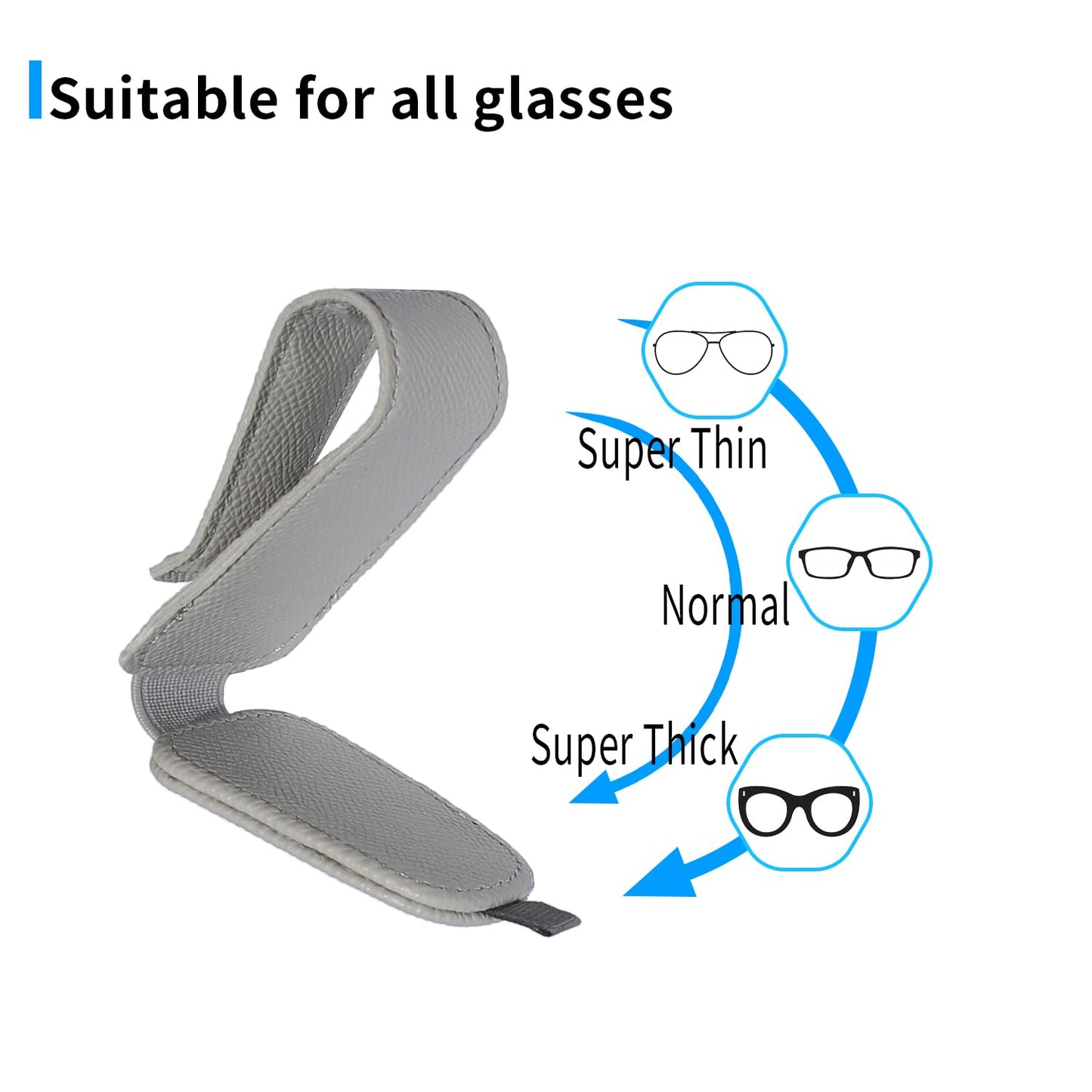 Yuoyar 2 Packs Magnetic Sunglass Holder for Car Visor - Universal Sunglasses Clip for Different Size Eyeglasses - Convenient Interior Car Accessories (Grey)