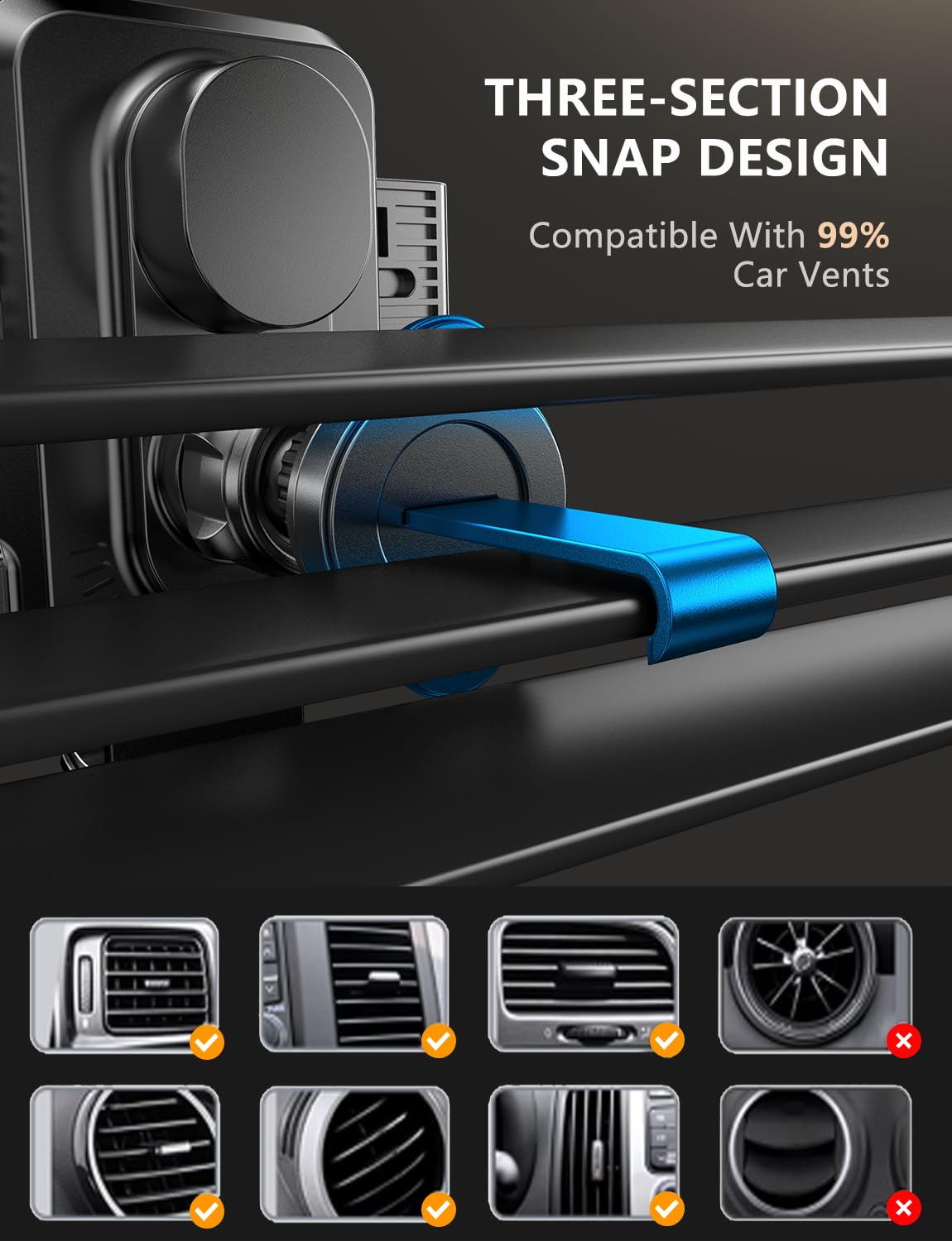 JOYMASS Wireless Car Charger, Phone Holders for Your Car, 15W Auto Clamping Phone Mount Car Accessories for iPhone 16 15 14 13 12 Mini Pro Max 11 XR XS, Samsung Galaxy S24 Ultra S23 S22+ Note 20, etc