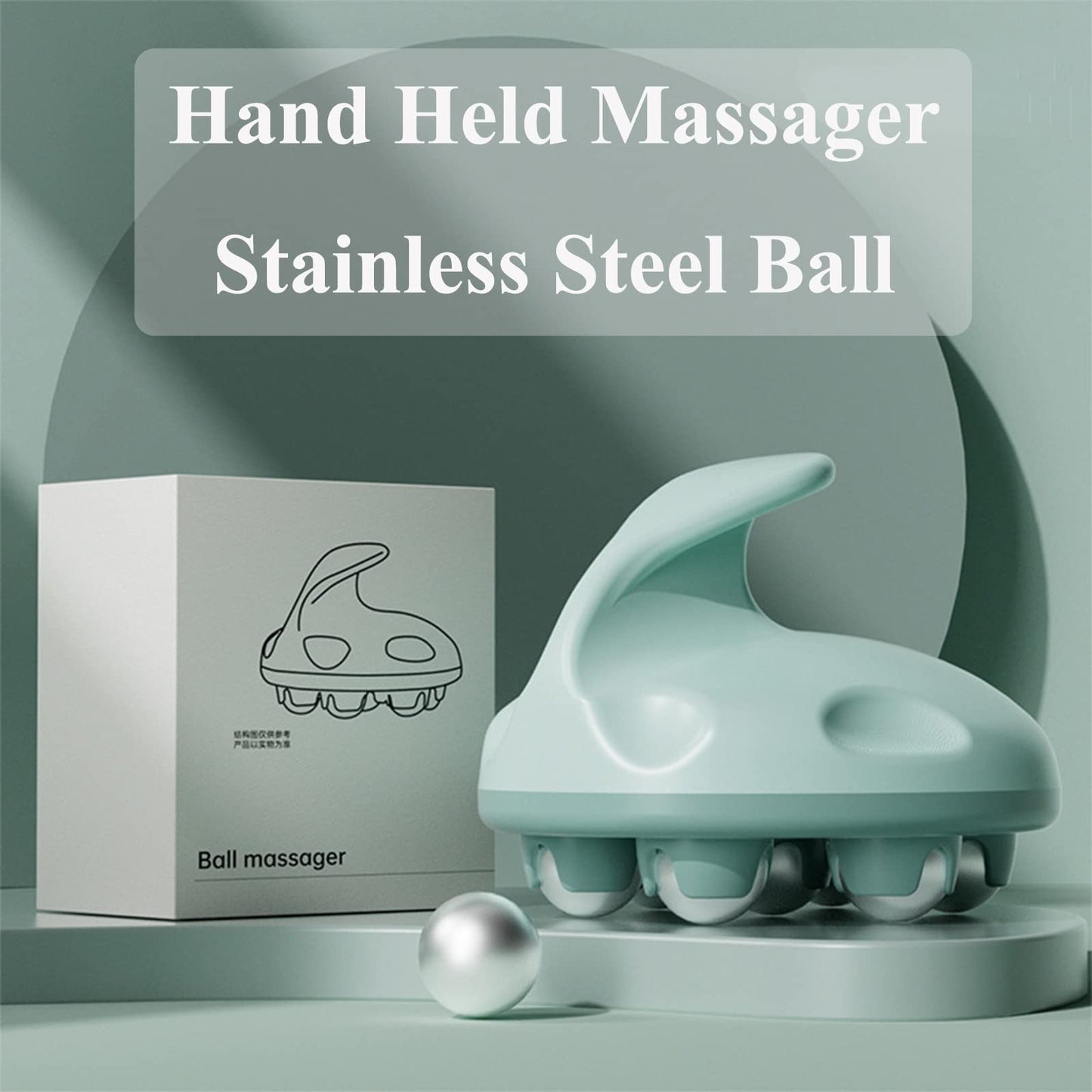 WMM Hand Held Massager, Full Body Massage Tool with Roller Ball Massager Manual 362-degree-roller for Muscle Back Neck Joint Foot Shoulder Leg Pain Relief with Portable Design