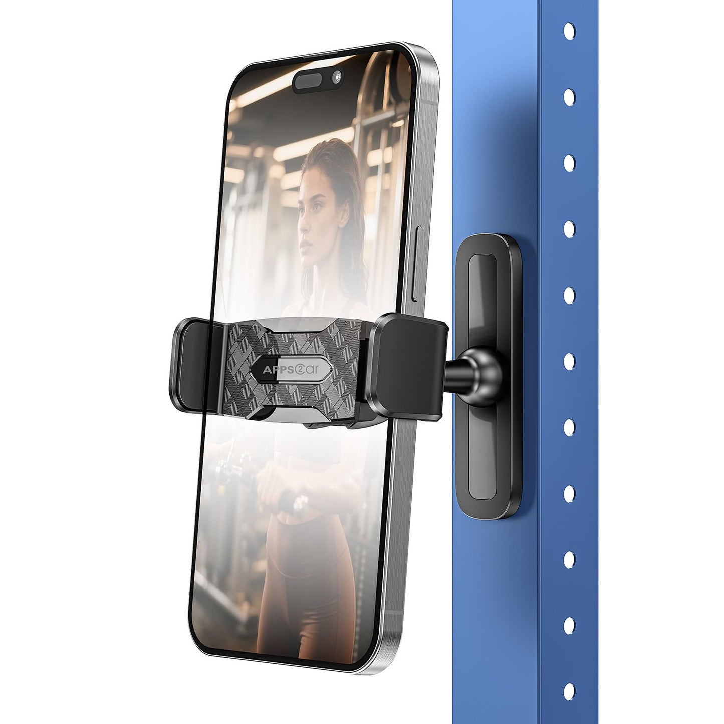 APPS2Car Gym Magnetic Phone Holder, 360 Adjustable, Compatible with 4.7-6.5" Smartphones, Alloy Base and Joint, Black