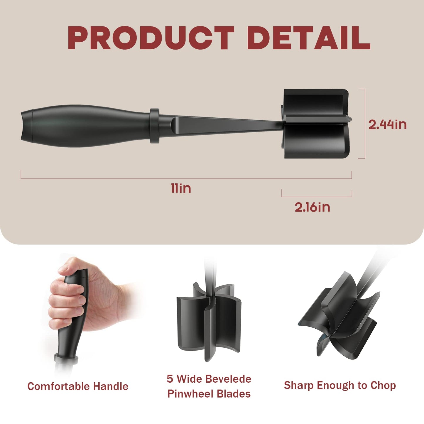 Meat Grinder, Hamburger Grinder, Masher and Burger Masher Premium Heat Resistant Burger Meat Grinder
