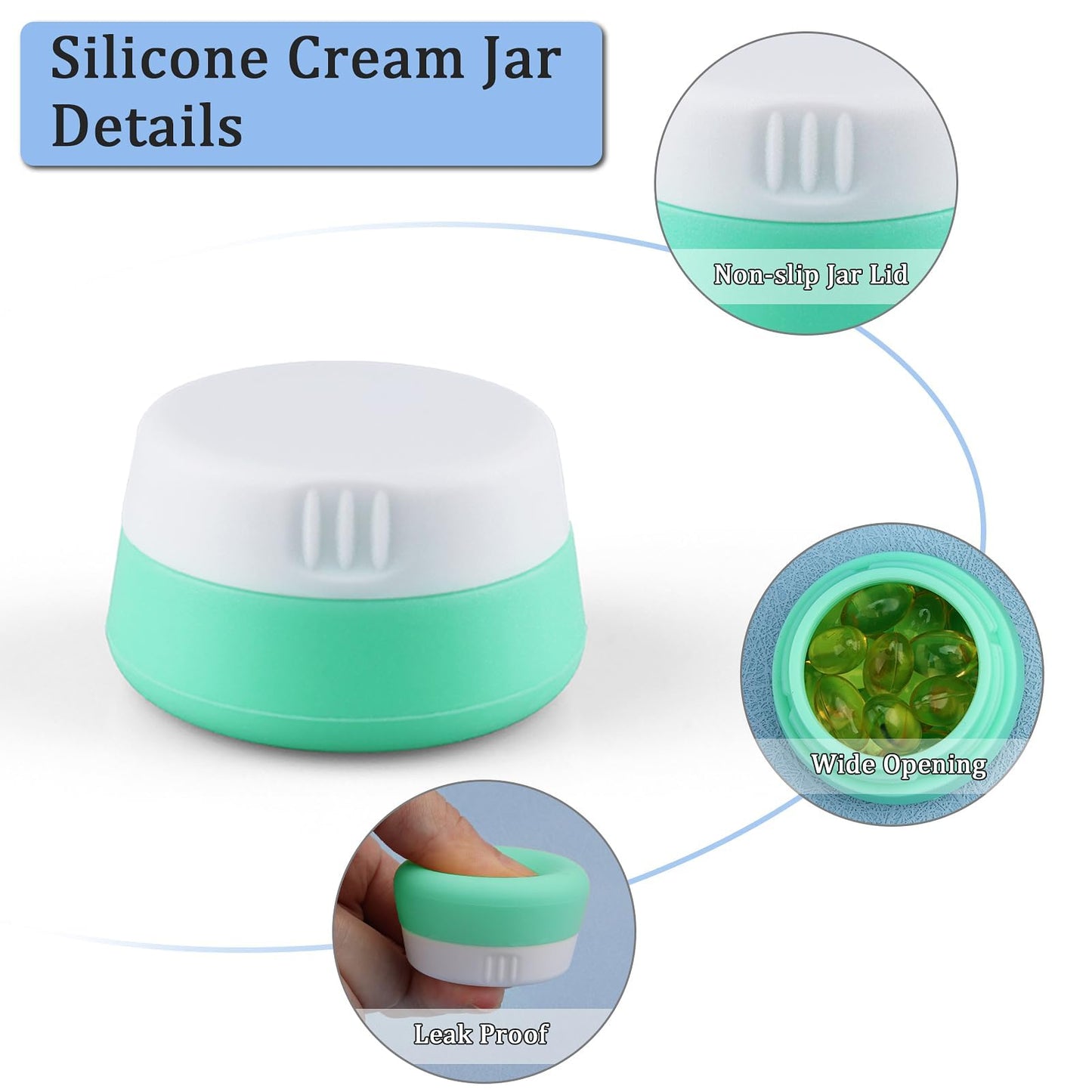 Kitchen GIMS Travel Containers for Toiletries 6 Pack 0.7oz TSA Approved Size Silicone Jars With Lids Leak-proof Accessories for Cosmetic Makeup Cream