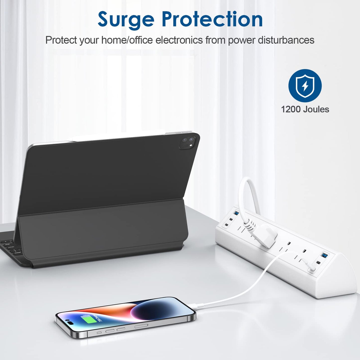 Desk Clamp Power Strip USB C,40W Total Fast Charging Station,4 PD 20W USB C Ports, Nightstand Edge Mount Power Strip with 5 AC Outlets Surge Protector,6ft Cord,Fit 1.96" Tabletop Edge