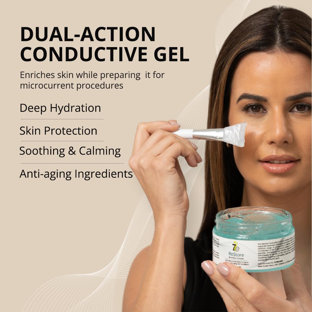 myolift 7E Wellness ReStore Conductive Microcurrent Gel with Bio-Active Complex - 4oz - Facial Skin Care with Green Tea Extract, Hyaluronic Acid & Collagen Peptides - Anti-Aging & Skin Tightening
