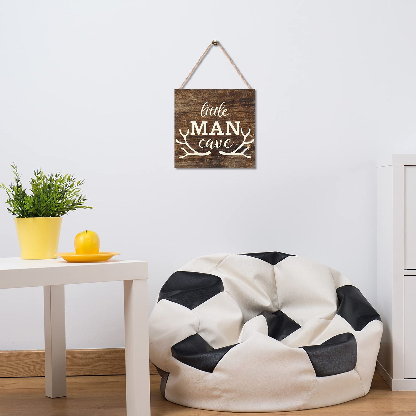 Little Man Cave Wood Sign Decor Home Vintage Little Man Cave Antlers Wood Pallet 7 x 7 Inch Rustic Brown Wall Hanging Sign Farmhouse Wall Decor for Baby Home Bedroom Living Room