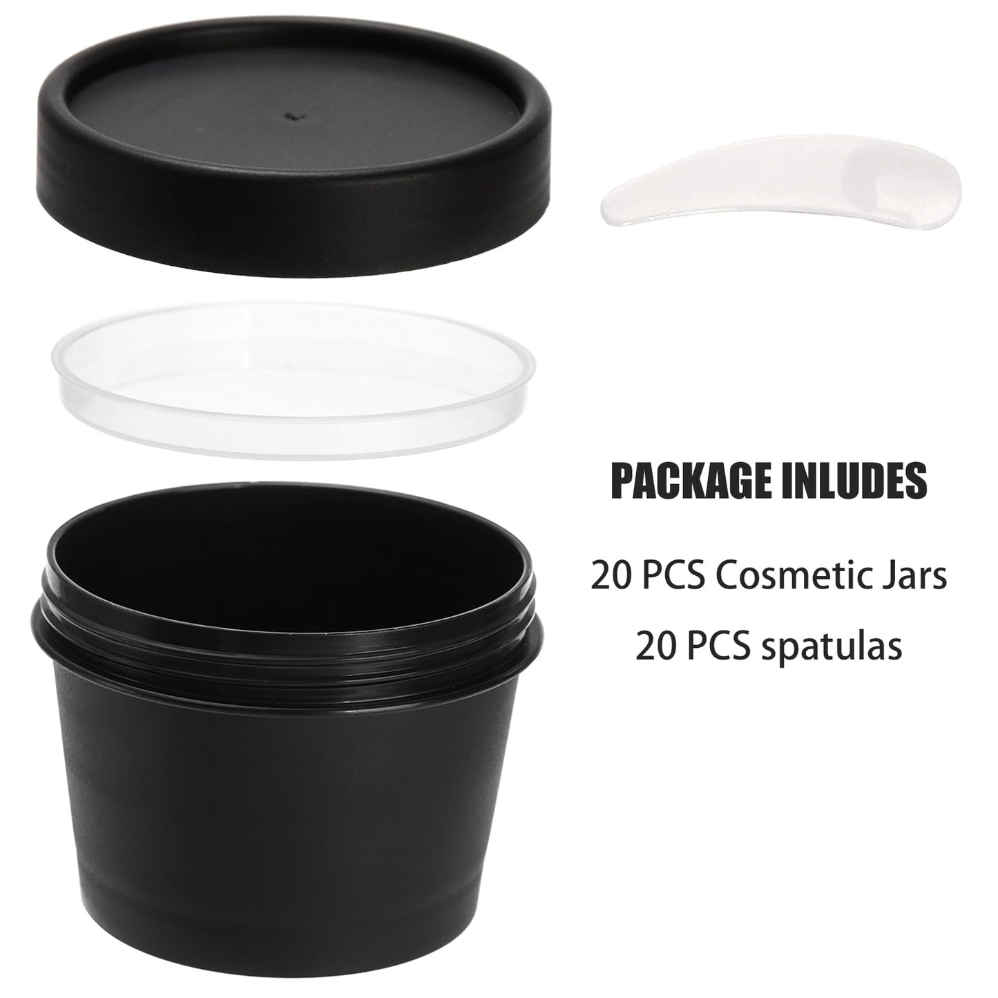 Nicunom 20 Pack Plastic Cosmetic Container Jars, Leakproof 4 Oz Lotion Container Travel Storage Jar Refillable Plastic Jars with Lids for Ointment, Cream, Makeup, Slime, Beauty Product