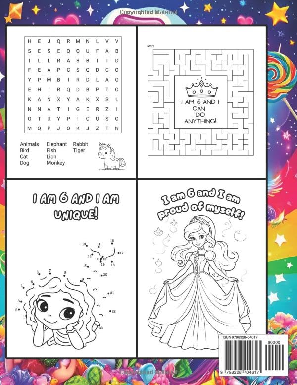 Gifts For 6 Year Old Girl : I Am 6 and Creative : Activity Book with Unicorns, Mermaids, princesses: Christmas Birthday Presents for Girl Age Six (Kids Books : I Am Creative)
