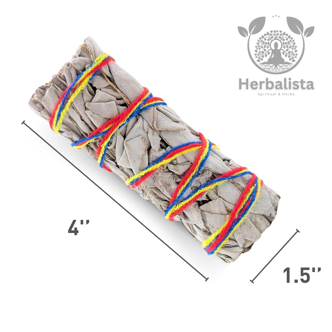 Herbalista White Sage Smudging Kit - 3 Chakra-Inspired White Sage Bundles (4") | Cleanse, Balance & Uplift | Perfect for Meditation, Intention Setting, & Spiritual Healing