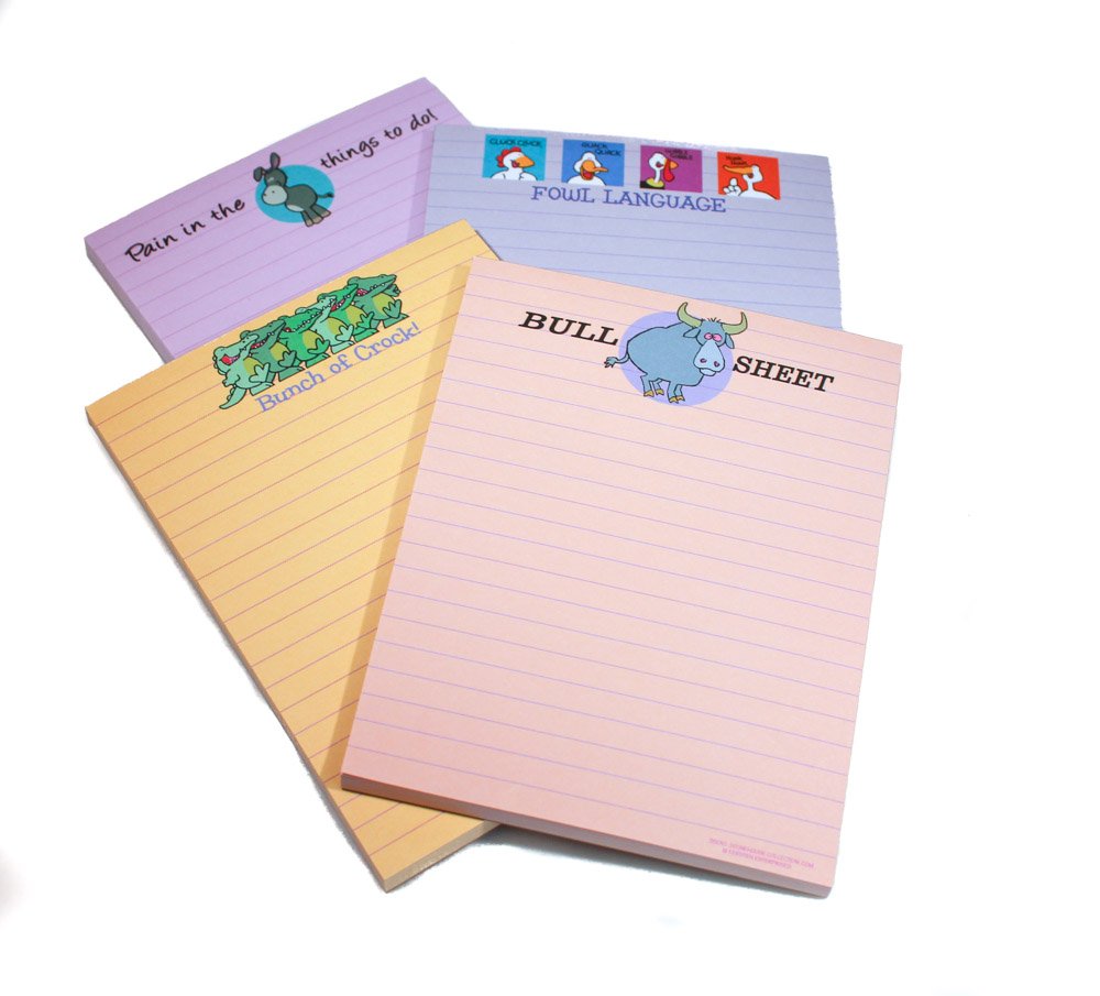 Stonehouse Collection Funny Notepads - Assorted Pack of 4 Note Pads - Funny Office Gifts for Coworkers, Women & Men - Made in USA Note Pad, 4.25 x 5.5 Inch Each - Cute Notepad & Fun Office Supplies