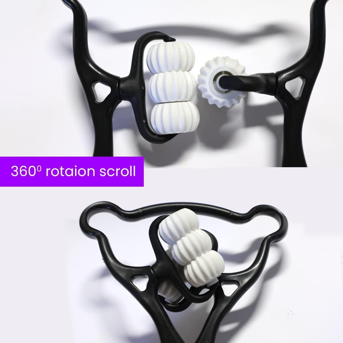 Cervical Spine Neck Massager Roller:6 Balls Massage Point Roller Deep Preesure Relief Handheld Neckbud Massager for Neck Back Shoulder Waist Legs Black