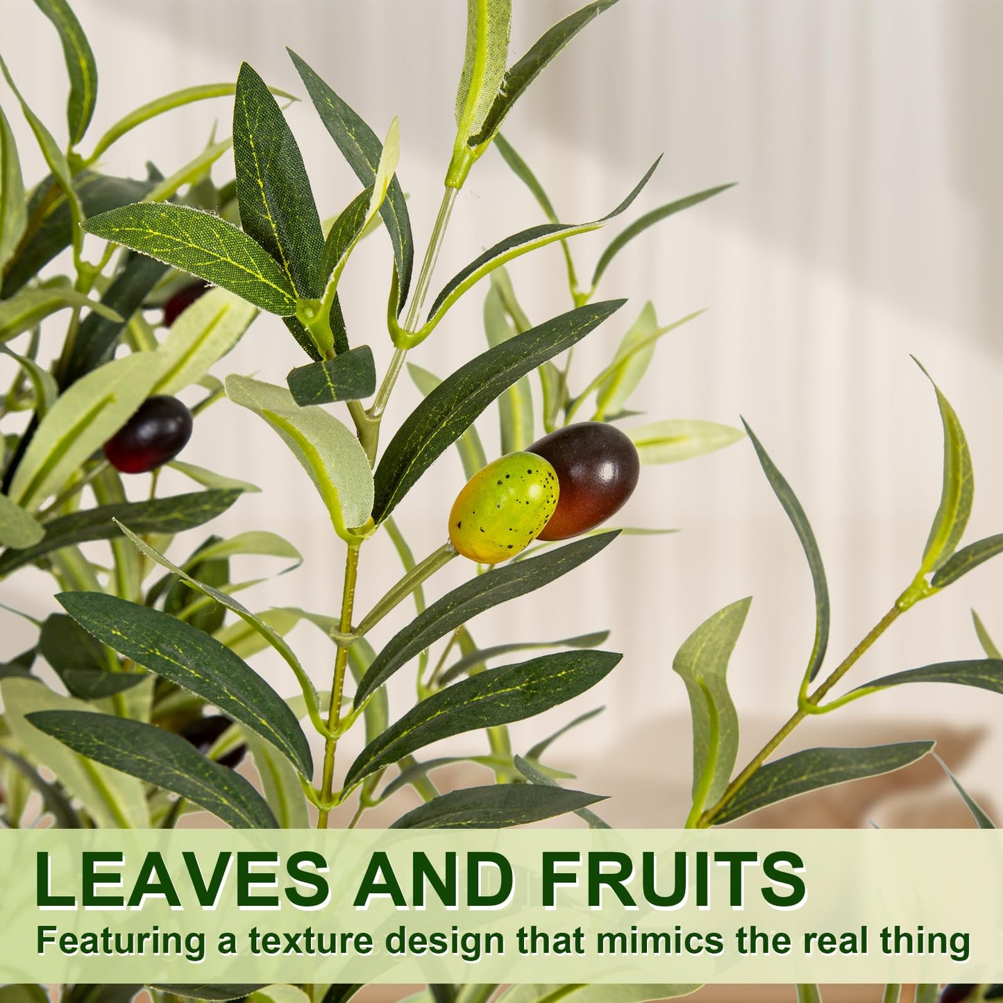 VIVATREES Olive Trees Artificial Indoor, 5FT Tall Faux Olive Tree with White Tall Planter, Artificial Plants with Natural Wood Trunk and Lifelike Fruits for Home Office Decor