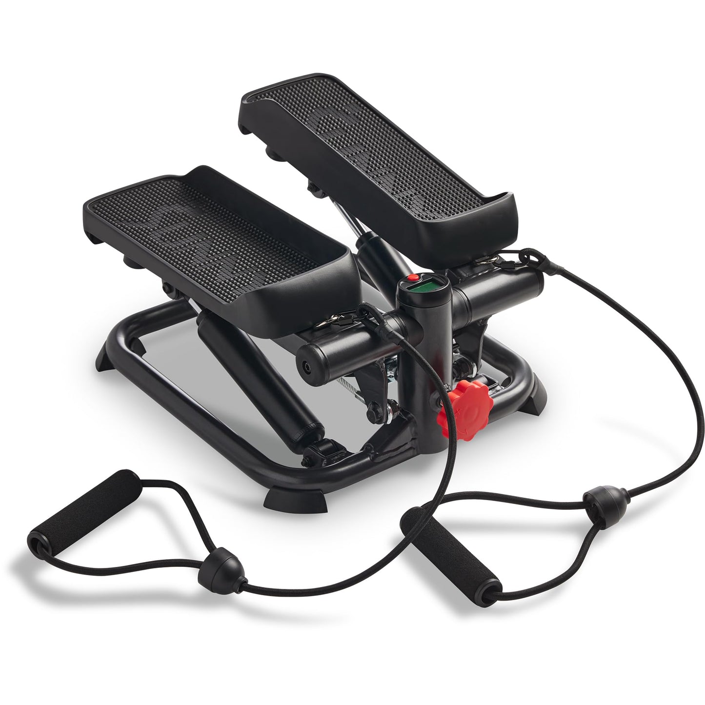 Sunny Health & Fitness Total Body Smart 2-in-1 Stepper Machine, Total Body Workout, Adjustable Hydraulic, LCD Monitor, Resistance Bands, Non-Slip Pedals with Smart SunnyFit App - SF-S0978Smart