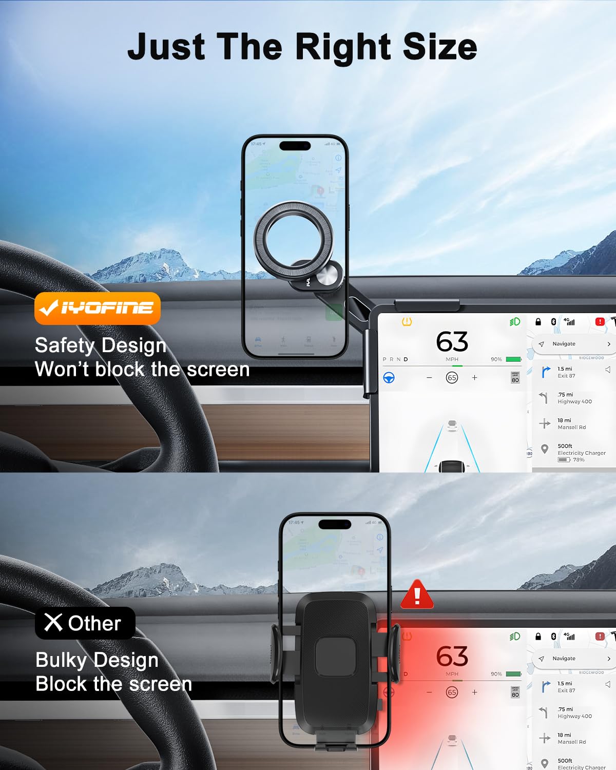IYOFINE Tesla Phone Mount for tesla model y accessories 2025, No Glue Required, for MagSafe Magnetic Car Dash Phone Holder for Tesla Model 3/Y/S/X/Cybertruck Accessories (for Model 3/Y/S/X/Cybertruck)