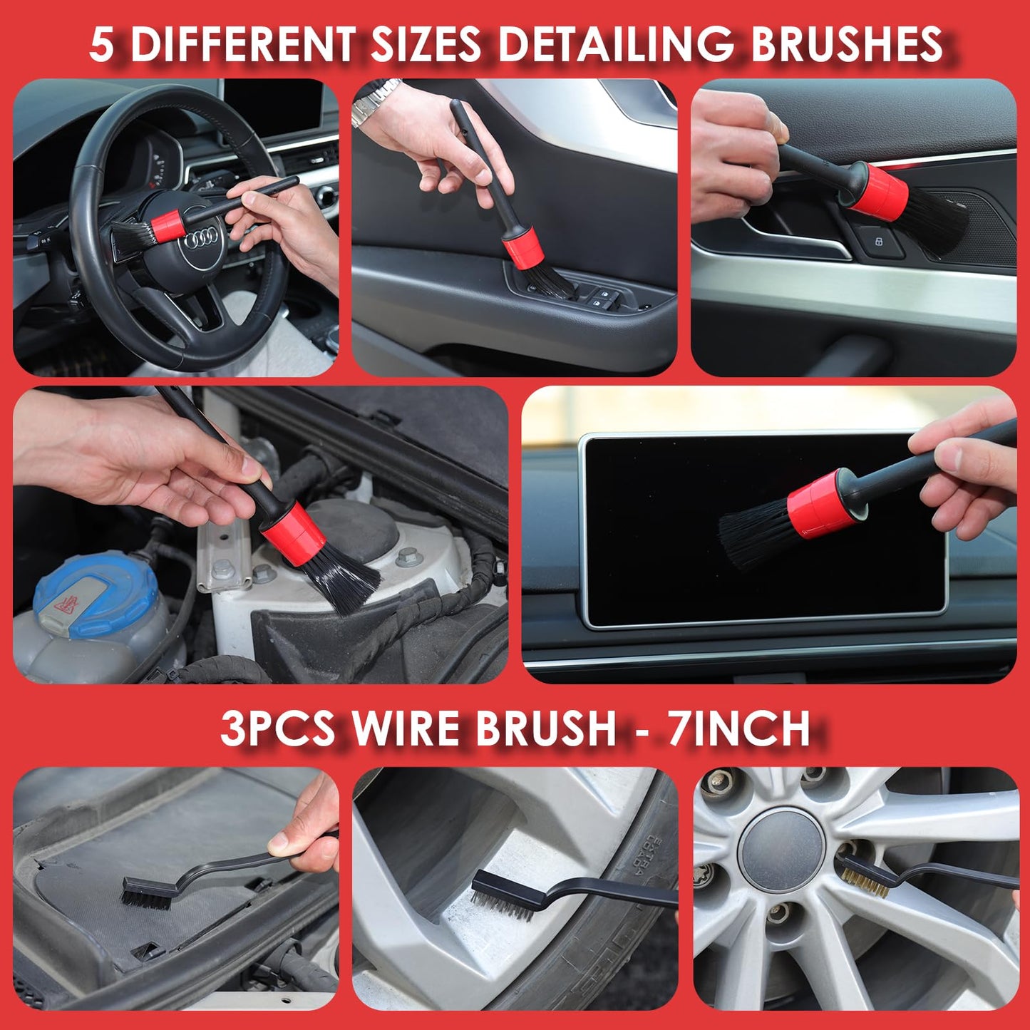 51 Pcs Car Cleaning Kit,Handheld Vacuum with 8000Pa Suction, Car Interior Detailing Kit with Detailing Brush set, Car Detailing Kit, Cleaning Gel, Car Cleaning Supplies, Car Accessories for Men/Women