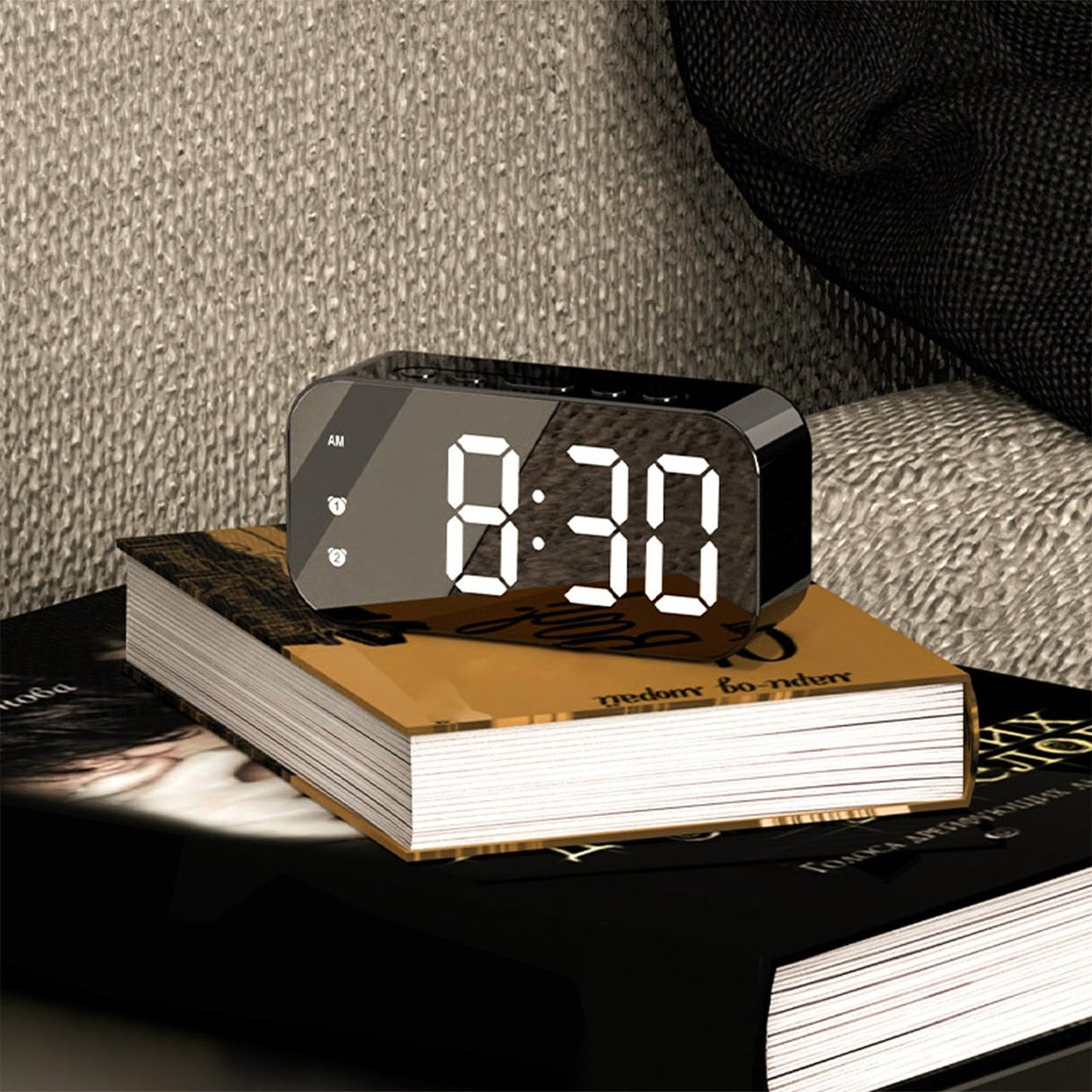 Digital Clock Large Display Luminous Mirror Digital Alarm Clock Led Display Portable Clock for Bedroom Desk Clock Digital with Sound-controlled Tech Gadgets Cool Stuff Gifts for Teenage Boys Men Women