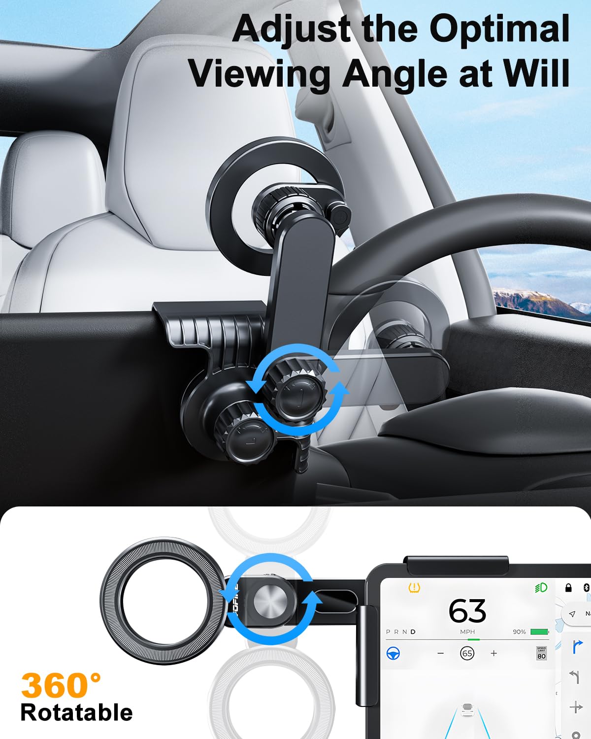 IYOFINE Tesla Phone Mount for tesla model y accessories 2025, No Glue Required, for MagSafe Magnetic Car Dash Phone Holder for Tesla Model 3/Y/S/X/Cybertruck Accessories (for Model 3/Y/S/X/Cybertruck)