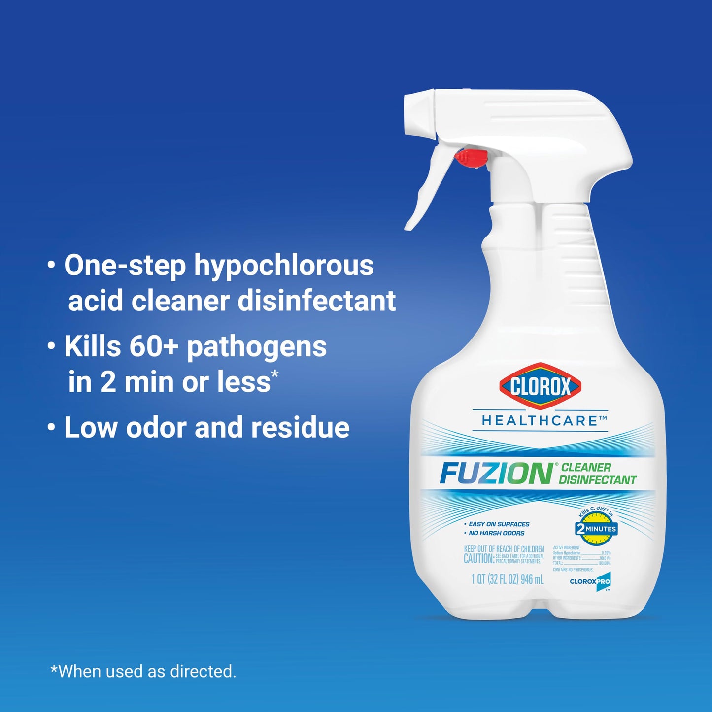 Clorox Healthcare Fuzion Cleaner Disinfectant Spray, 32 Fl Oz, Pack of 9 (Package May Vary)