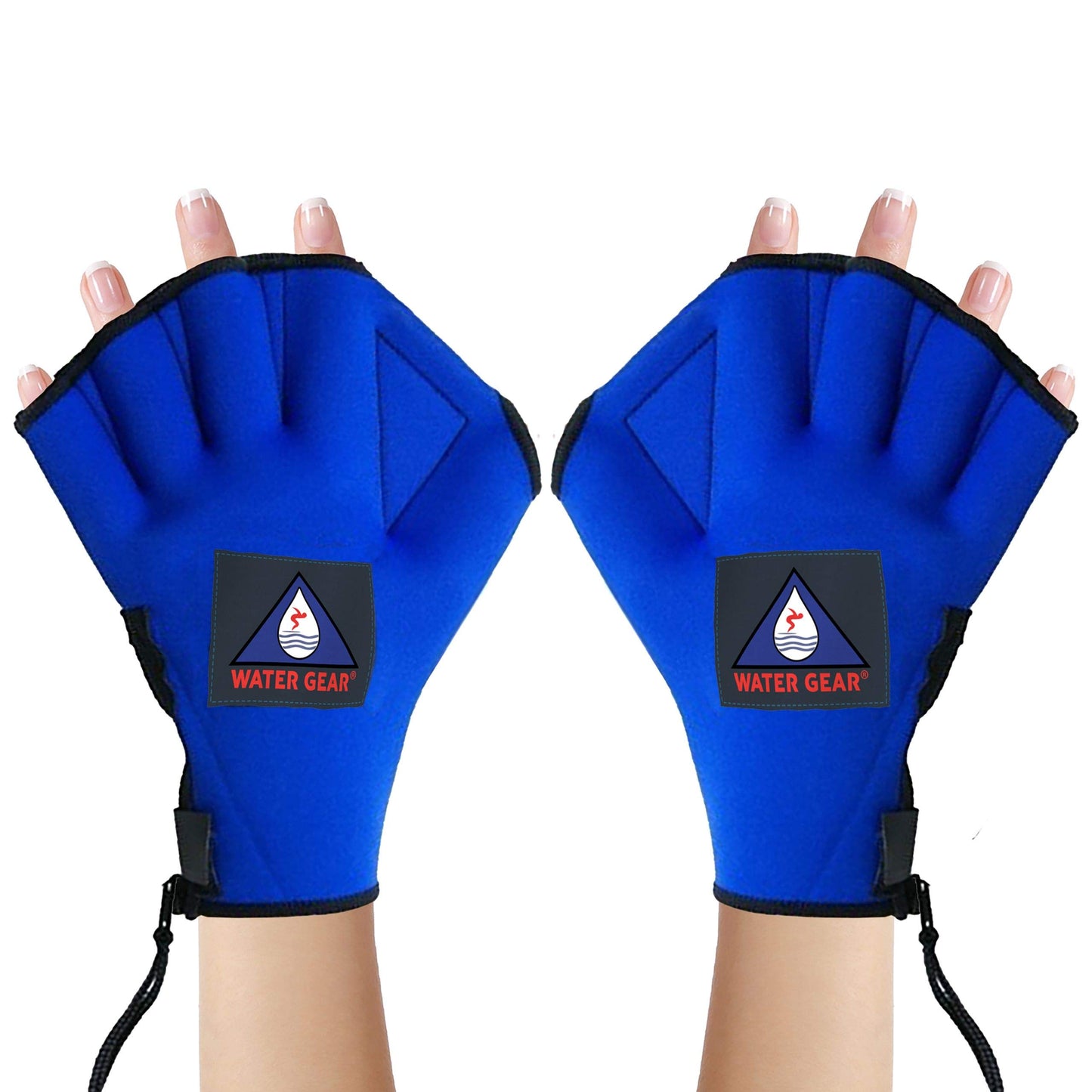 Water Gear Neoprene Fingerless Force Gloves - Aqua Fitness Gloves - Great for Workouts and Diving - Designed with Enhanced Grip - 50% More Resistance - Medium (Royal Blue)