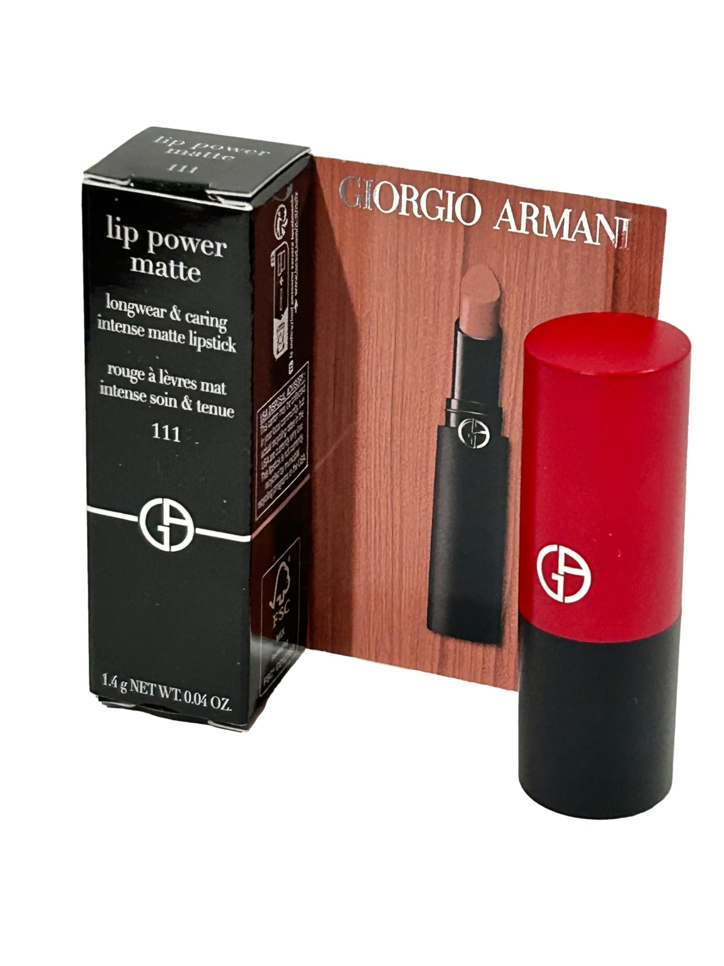 GIORGIO ARMANI LIP POWER MATTE MINI (nude) Longwear Intense Matte Color # 111 (looks NUDE) - 1.4 g / 0.04 oz (MINI/SMALL/SAMPLE SIZE/TRAVEL SIZE) - 3058