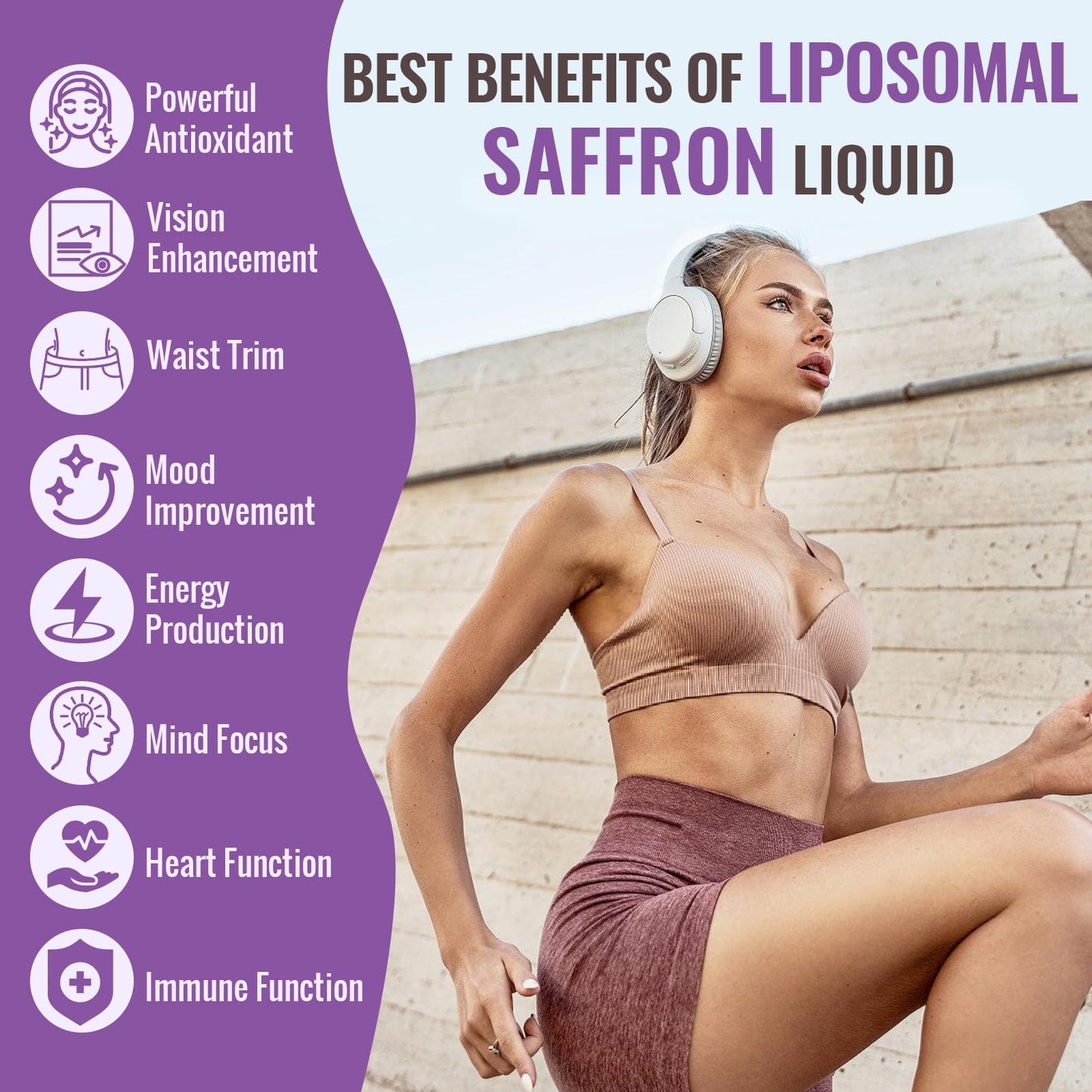 Saffron Supplements - 88.5 mg Saffron Extract Better Bioavailability Liposomal Drops for Mood, Energy, Vision & Focus with Ashwagandha, Turmeric, Magnesium, Zinc, Vitamin B12 & D3, 60 ml, 60 Servings