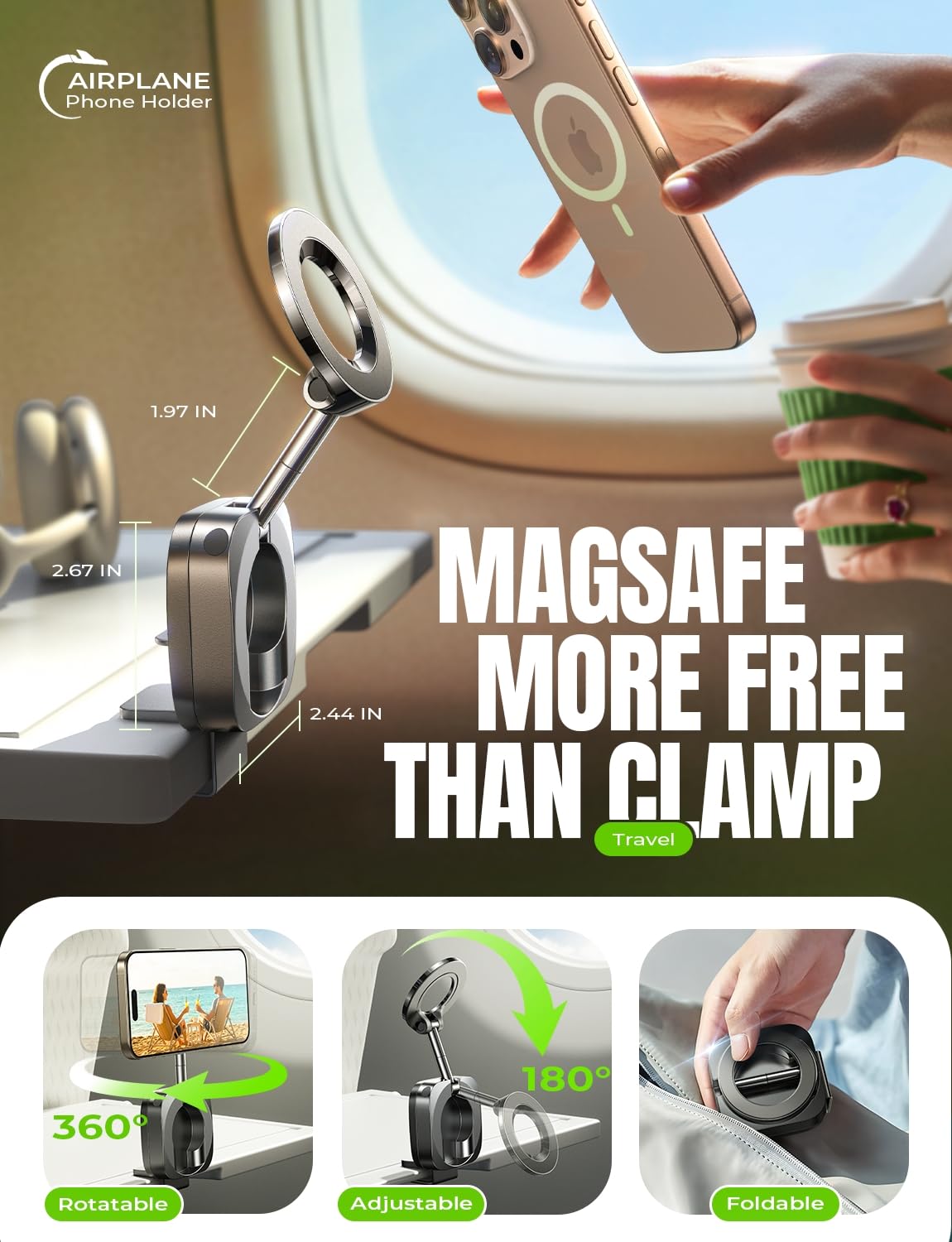 LISEN Airplane Phone Holder Travel Essentials for Women Long Flight Essentials Must Haves Handsfree for MagSafe Travel Accessories Phone Stand Cruise Essentials 2025 iPhone Stand for Video Recording