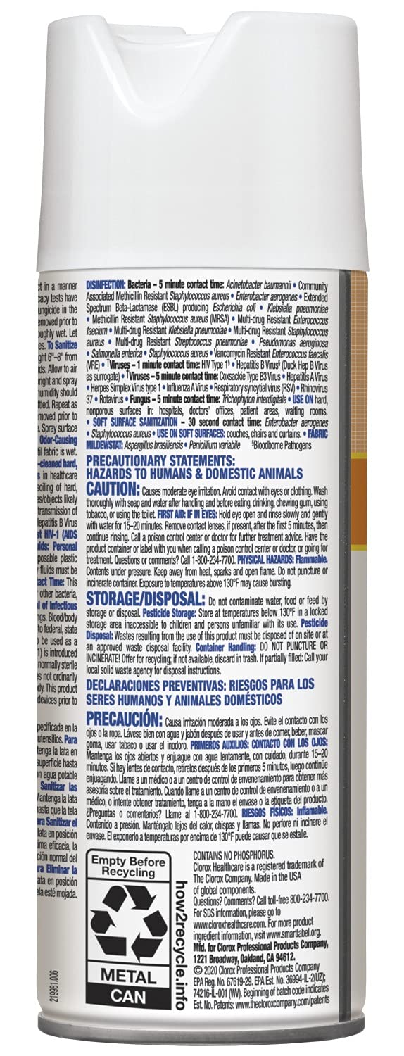 CloroxPro Healthcare Citrace Hospital Disinfectant & Sanitizer Aerosol Spray, Healthcare Cleaning and Industrial Cleaning, Clorox Disinfecting Spray, Citrus, 14 Ounces - 49100