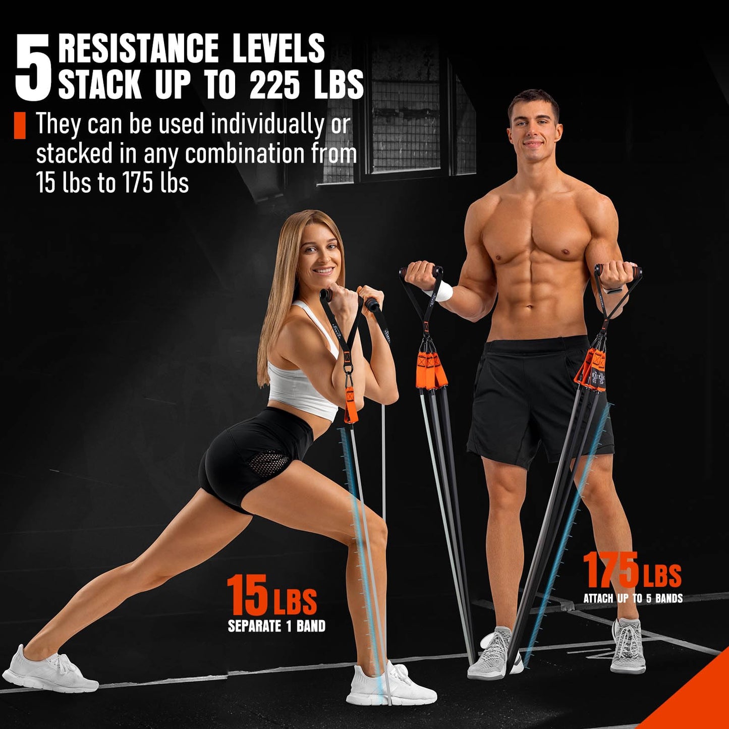 Resistance Bands, 175lbs Heavy Exercise Bands with Handles, Fitness Bands for Working Out, Workout Bands for Men and Women, Weight Bands Set for Muscle Training, Strength, Yoga, Home Gym Equipment