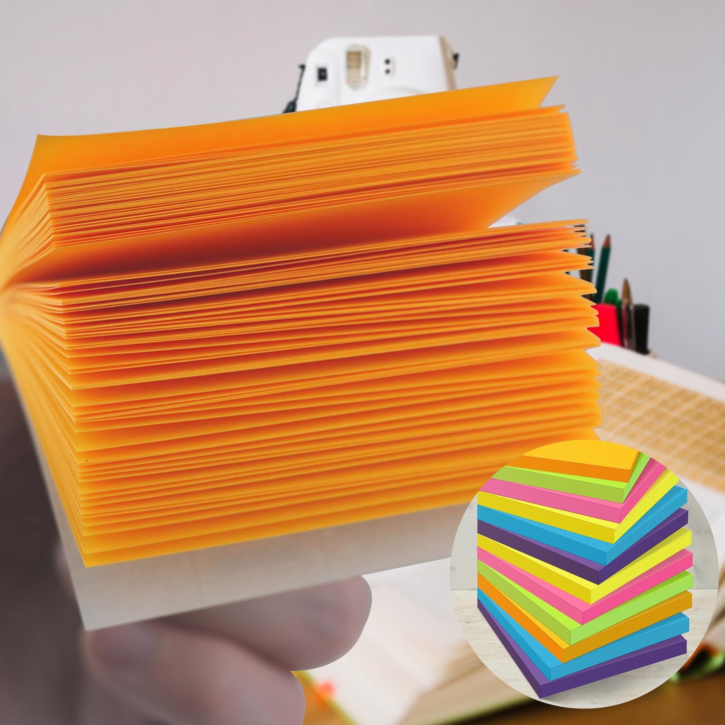 OHOME Sticky Notes - 12 Pads, 3”x3” - Colorful Self-Stick Post Notes Bulk - Office Desk Accessories | Teacher Classroom Must Haves,Aesthetic School Supplies for Home,Easter Basket Essentials