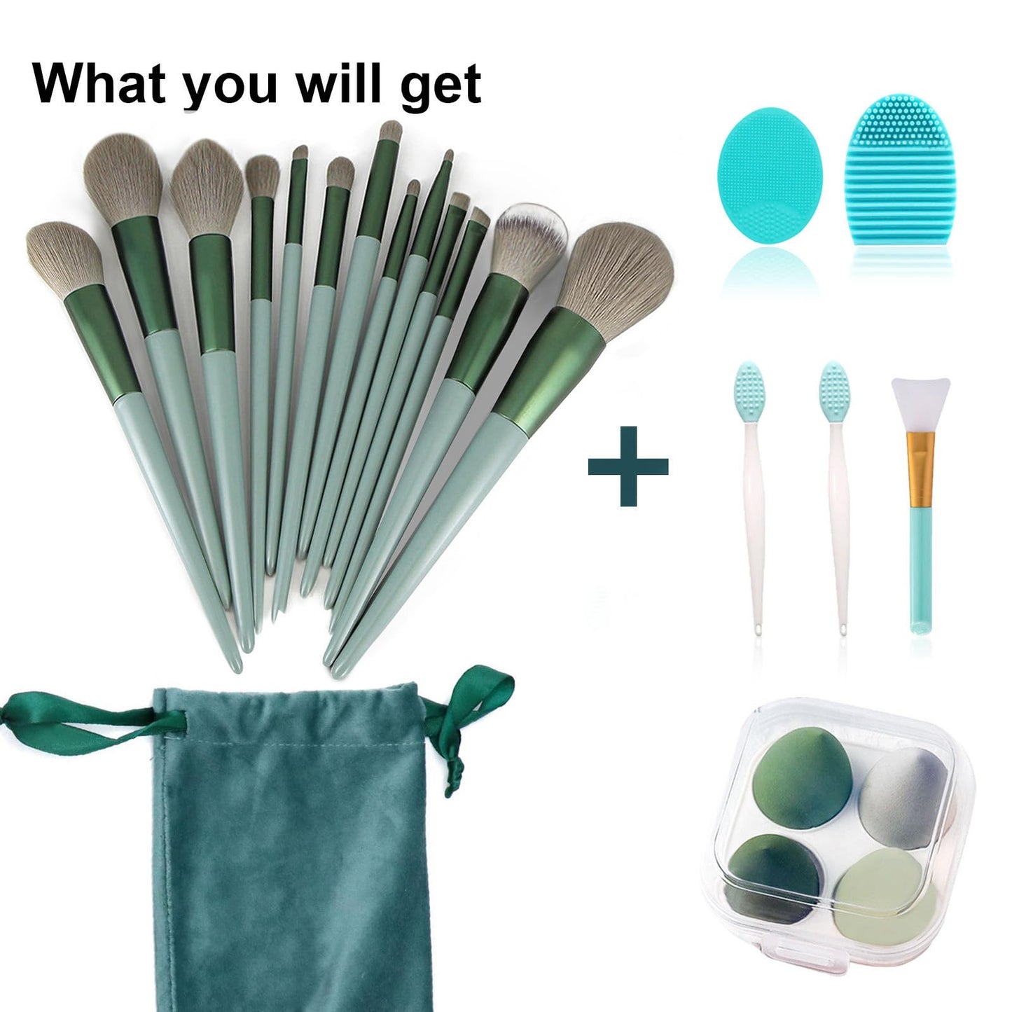 Koccido Makeup Brushes 22 Pcs Makeup Kit,Foundation Brush Eyeshadow Brush Make up Brushes Set (Green, 22 Piece Set)
