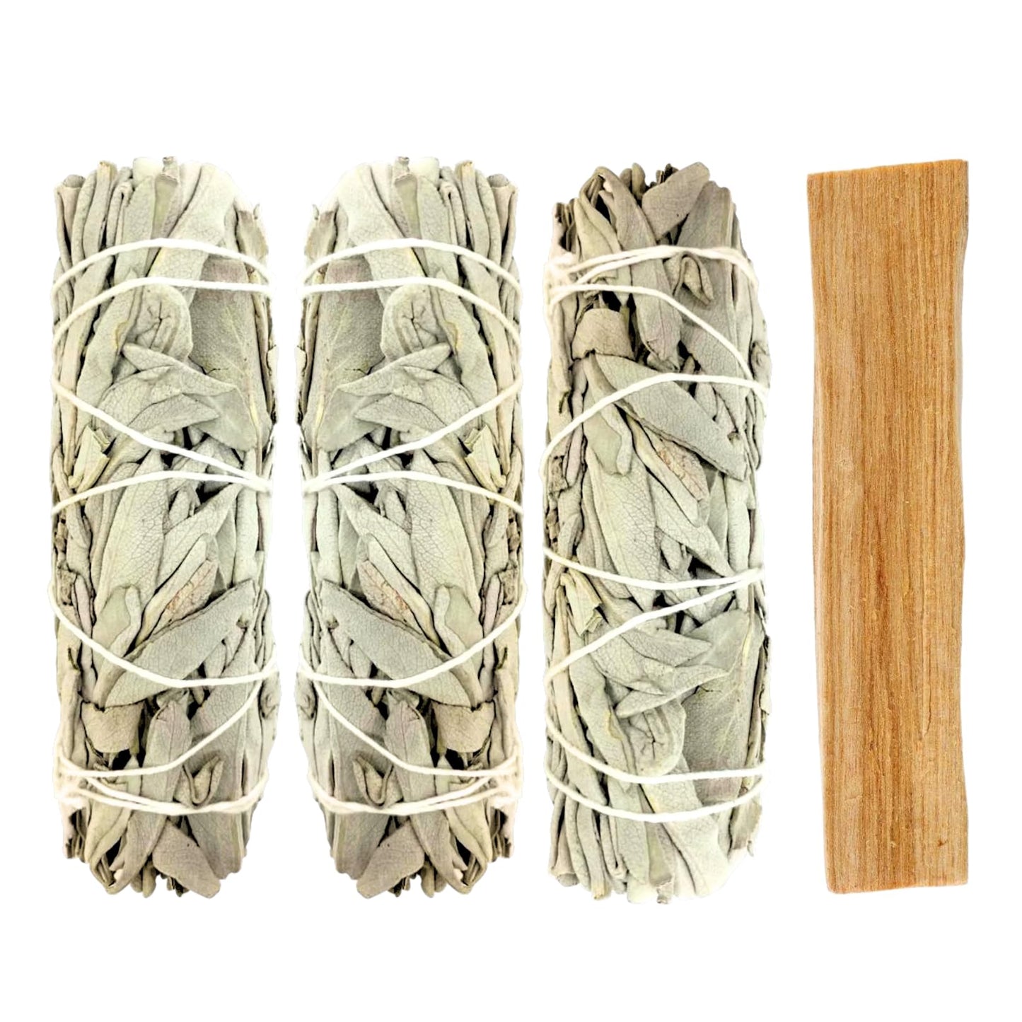 Herbalista - White Sage & Palo Santo Smudge Kit | 3 Pack 4'' White Sage Bundles + 1 Palo Santo Stick & Complete Guide | Premium Sage | Home Cleansing, Meditation, and Healing Rituals & Yoga