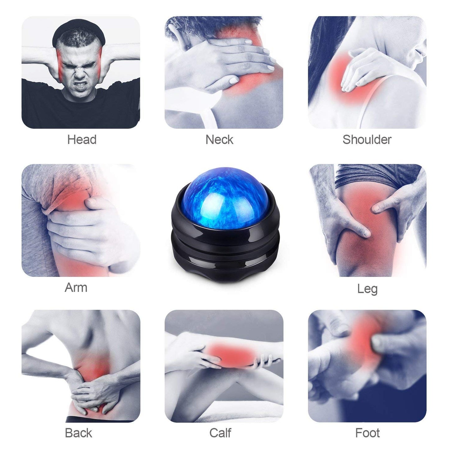 Solacium Manual Massage Roller Ball - Massager and Therapy Tool for Sore Muscles, Shoulders, Arms, Neck, Back, Feet, Body, Deep Tissue, Stiffness, Joint Pain, Stress Relief