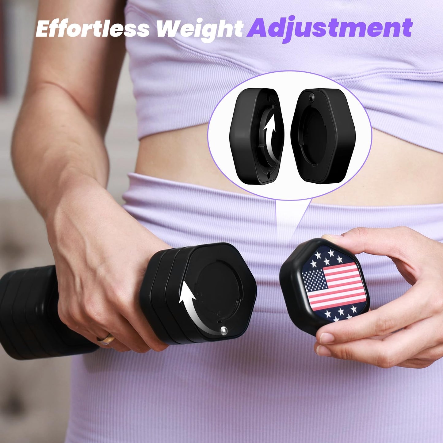 Zempox Adjustable Dumbbell Set of 2, 4 in 1 Hand Weights for Women at Home, 5 lb Weights Dumbbells set of 2, Each 2lb 3lb 4lb 5lb with TPU Soft Rubber Handle for Home Gym Exercise Training, Black
