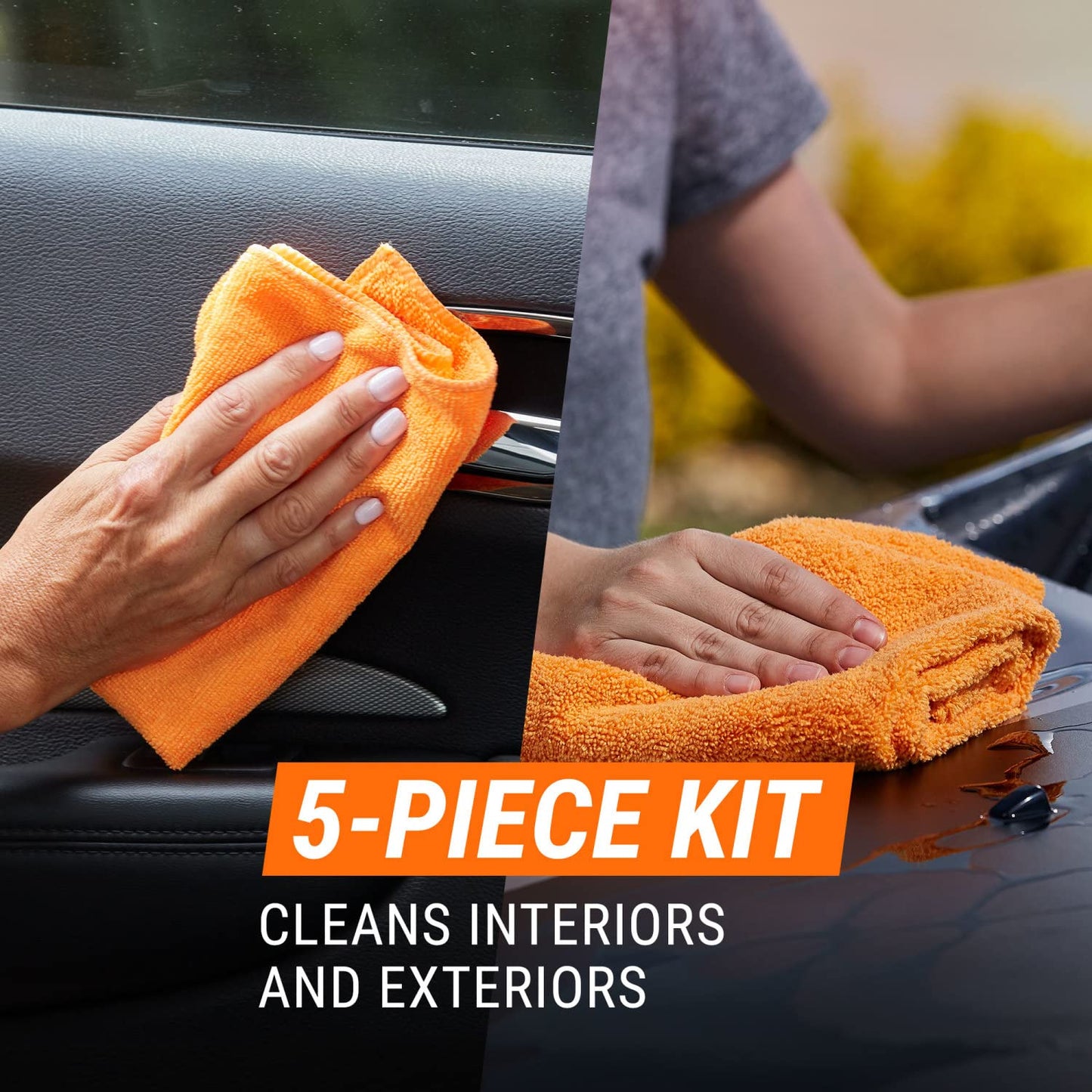Armor All Car Wash and Car Interior Cleaner Kit, Includes Towel, Tire Foam, Glass Spray, Protectant Spray and Cleaning Spray, Multicolor, 5 Count (Pack of 1)