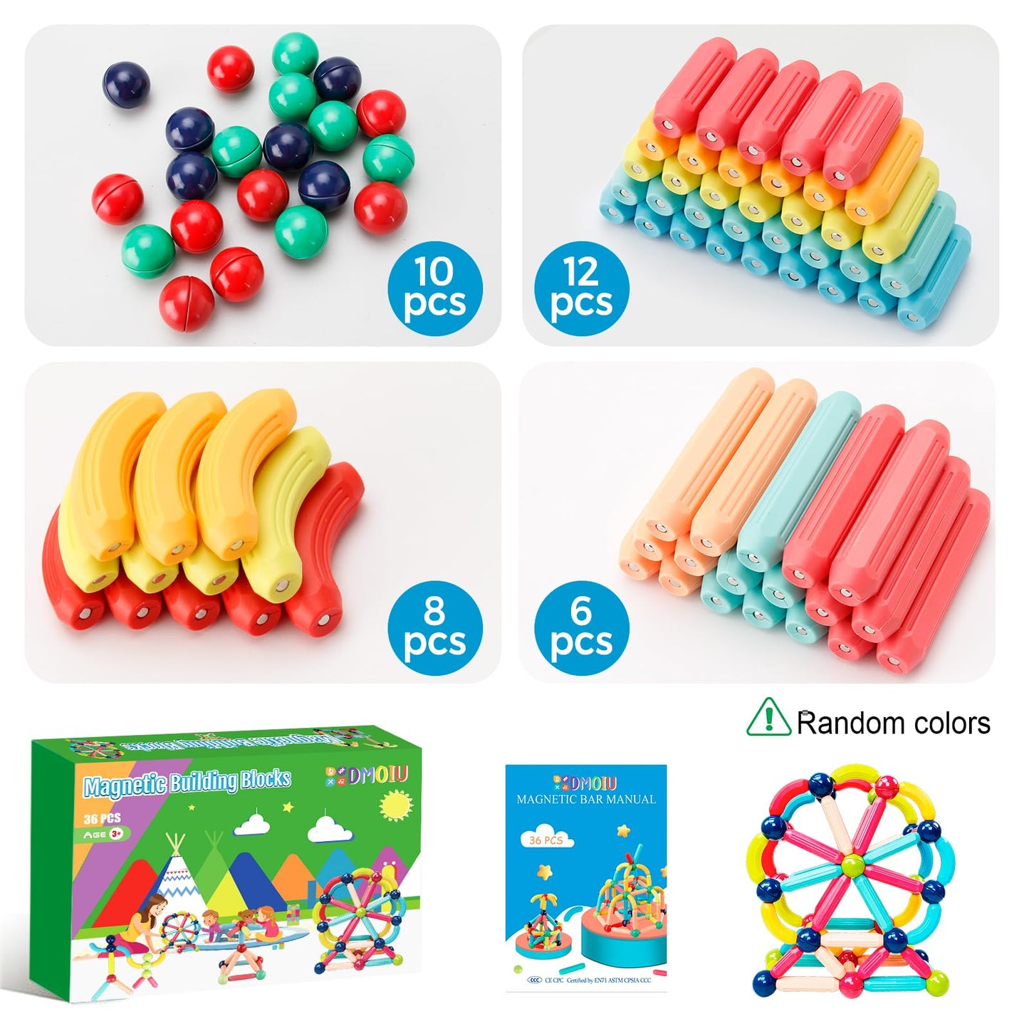DMOIU Magnetic Building Blocks STEM Educational Toy for Kids Montessori Learning Sticks and Balls Preschool Sensory Toys for Toddlers Gift for 3 Year Old Boys & Girls