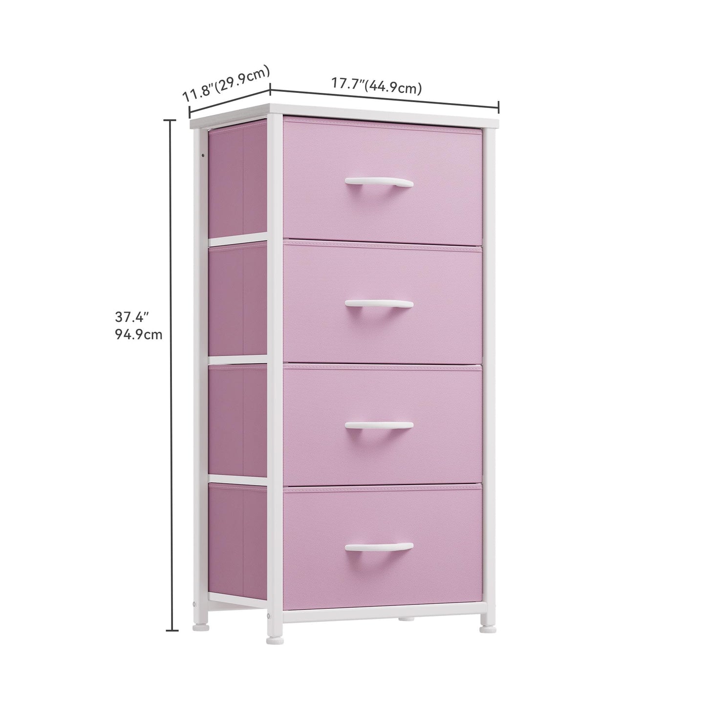 DWVO Storage Drawer with 4 Drawers - Fabric Dressers for Kids, Dresser for Bedroom, Living Room, Closets - Sturdy Steel Frame, Wooden Top & Easy Pull Fabric Bins