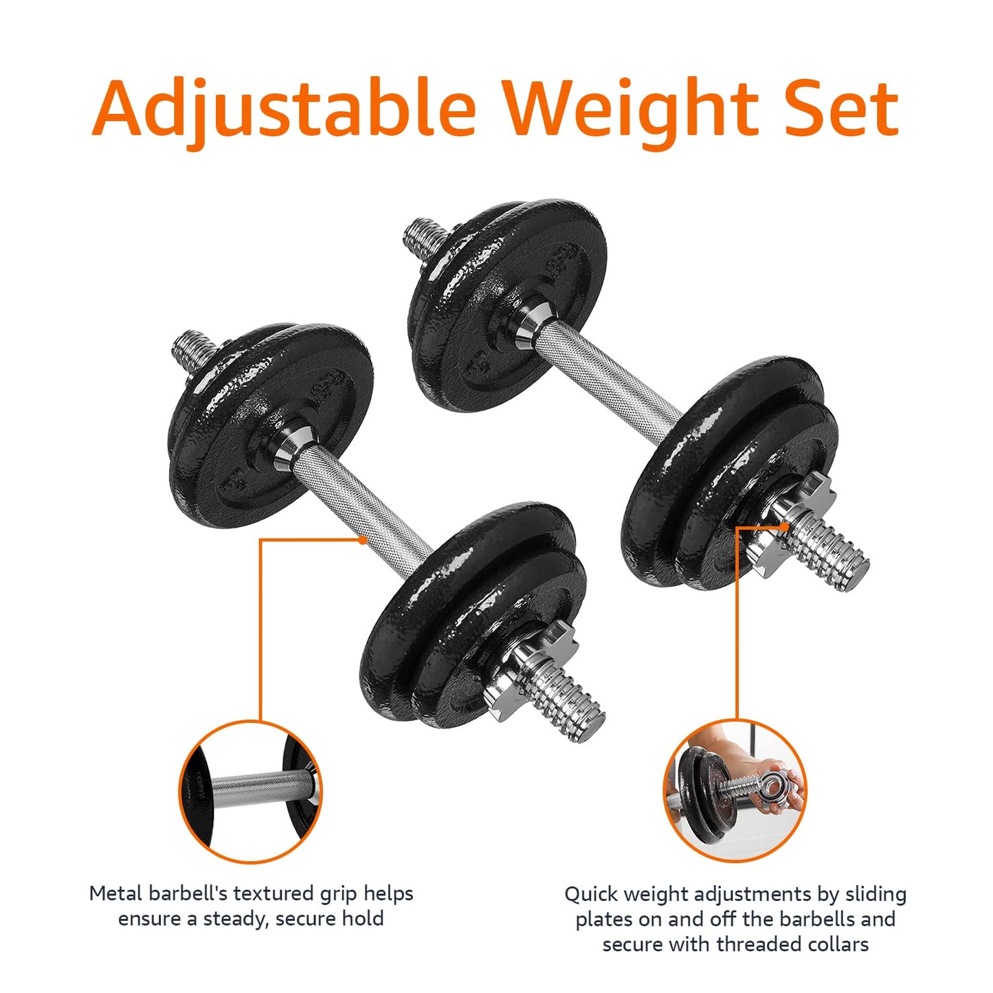 Amazon Basics Adjustable Dumbbell Hand Weight Set, 40 Pounds, Black