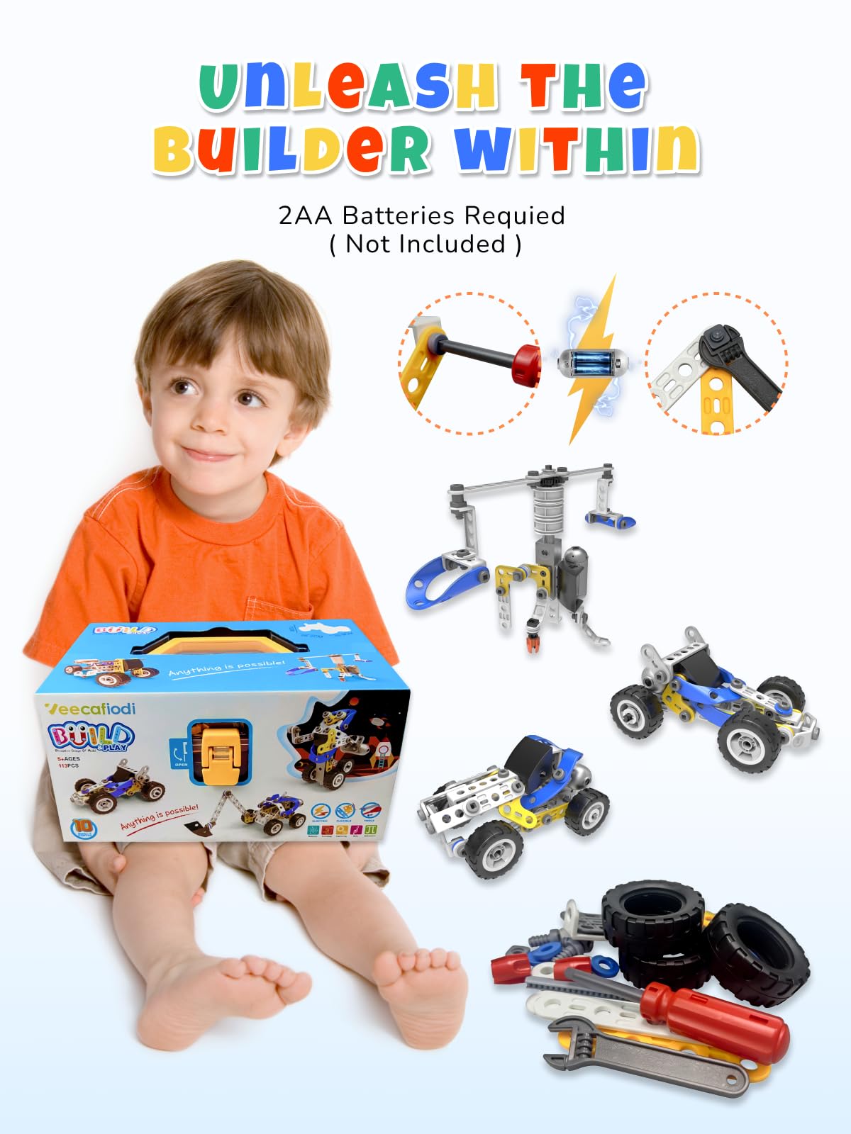 STEM Toys for 5 6 7 8+ Year Old Boy,10 in 1 Electric Building Toys for Kids Ages 4-8 5-7 6-8, Educational Racing Construction Science Kit for Boys 4-6 8-10, Creative Activities Birthday Easter Gift